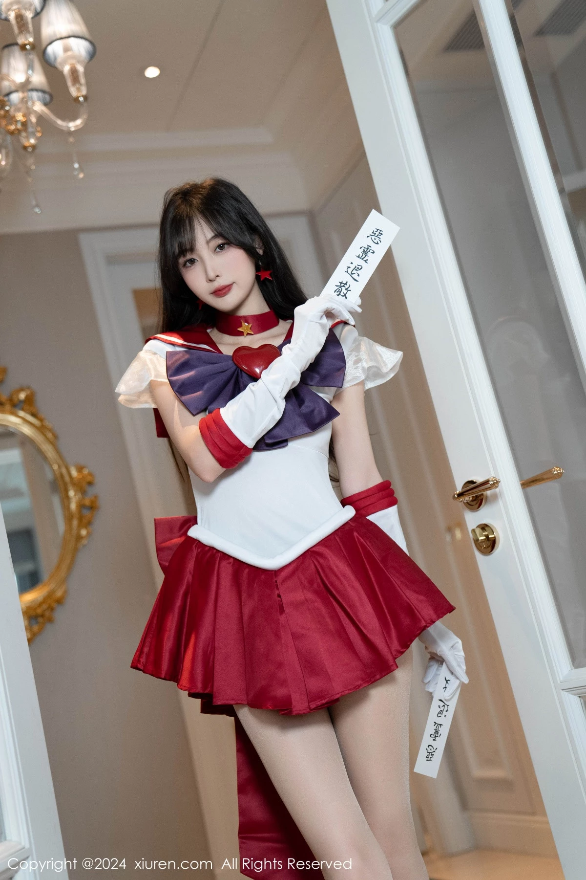 [[XiuRen秀人网]秀人网]No.8800_模特林星阑性感白色上衣配红短裙露超薄肉丝秀曼妙身姿诱惑写真80P