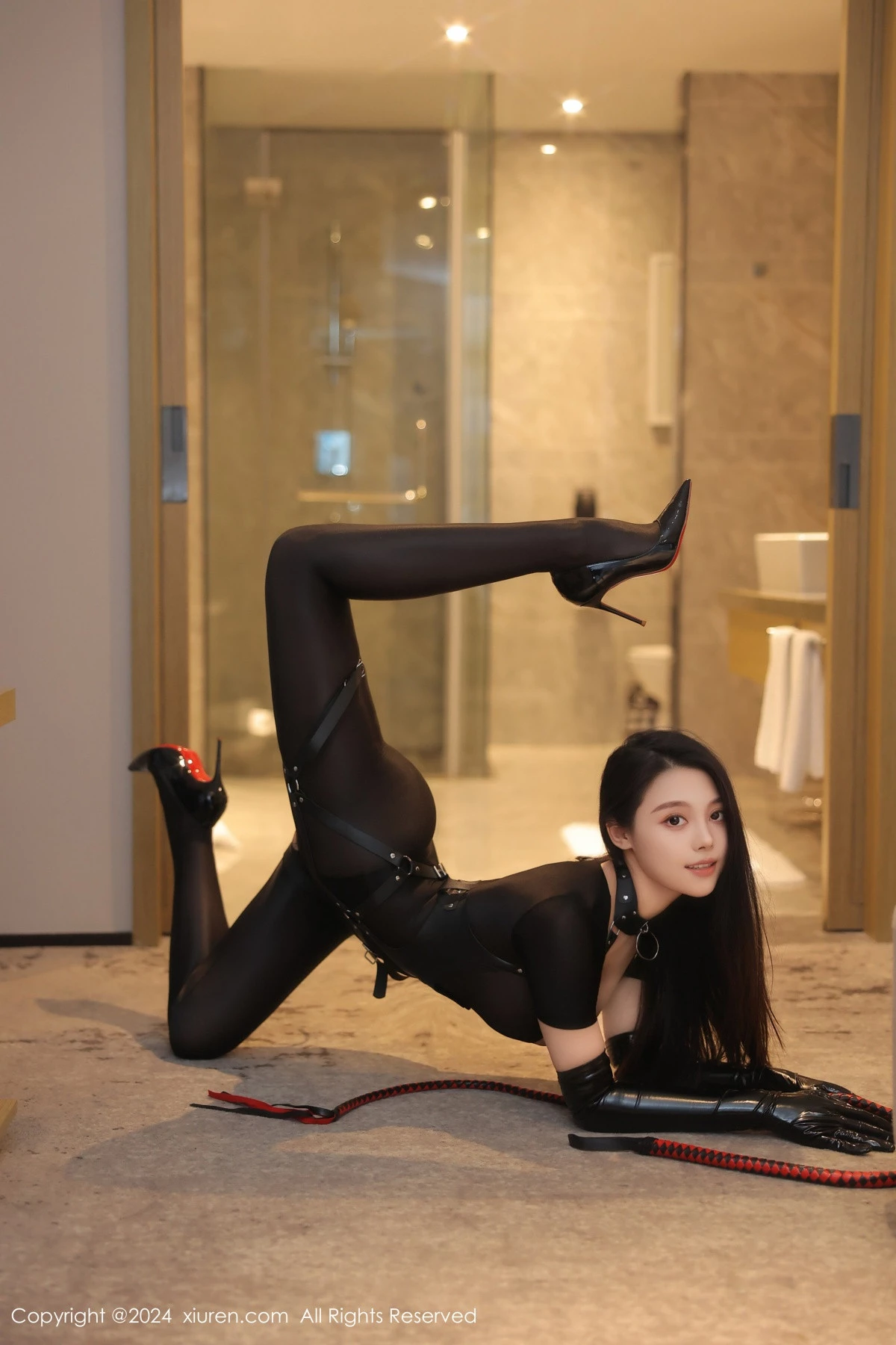 [[XiuRen秀人网]秀人网]No.8823_模特清妙性感黑色轻透连体丝袜配黑色内裤秀翘臀美腿诱惑写真88P