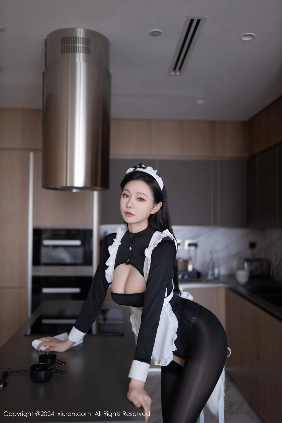 [[XiuRen秀人网]秀人网]No.8720_模特安然anran性感黑色女仆服饰配黑丝裤袜秀柔美身段诱惑写真80P