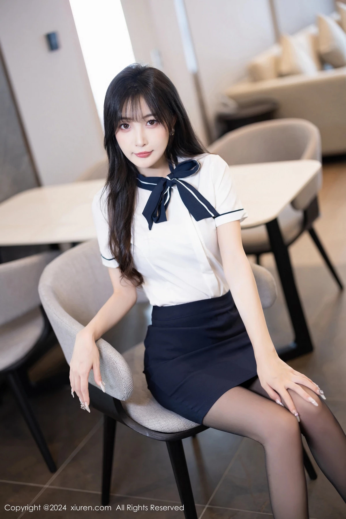 [[XiuRen秀人网]秀人网]No.8727_模特林星阑性感深色制服露黑色内衣配黑丝吊袜秀曼妙身姿诱惑写真91P