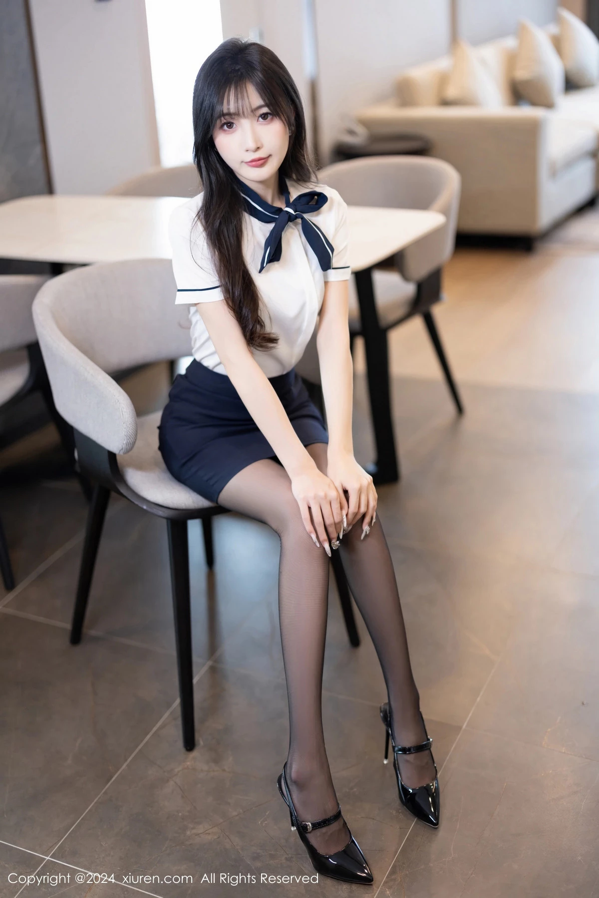 [[XiuRen秀人网]秀人网]No.8727_模特林星阑性感深色制服露黑色内衣配黑丝吊袜秀曼妙身姿诱惑写真91P