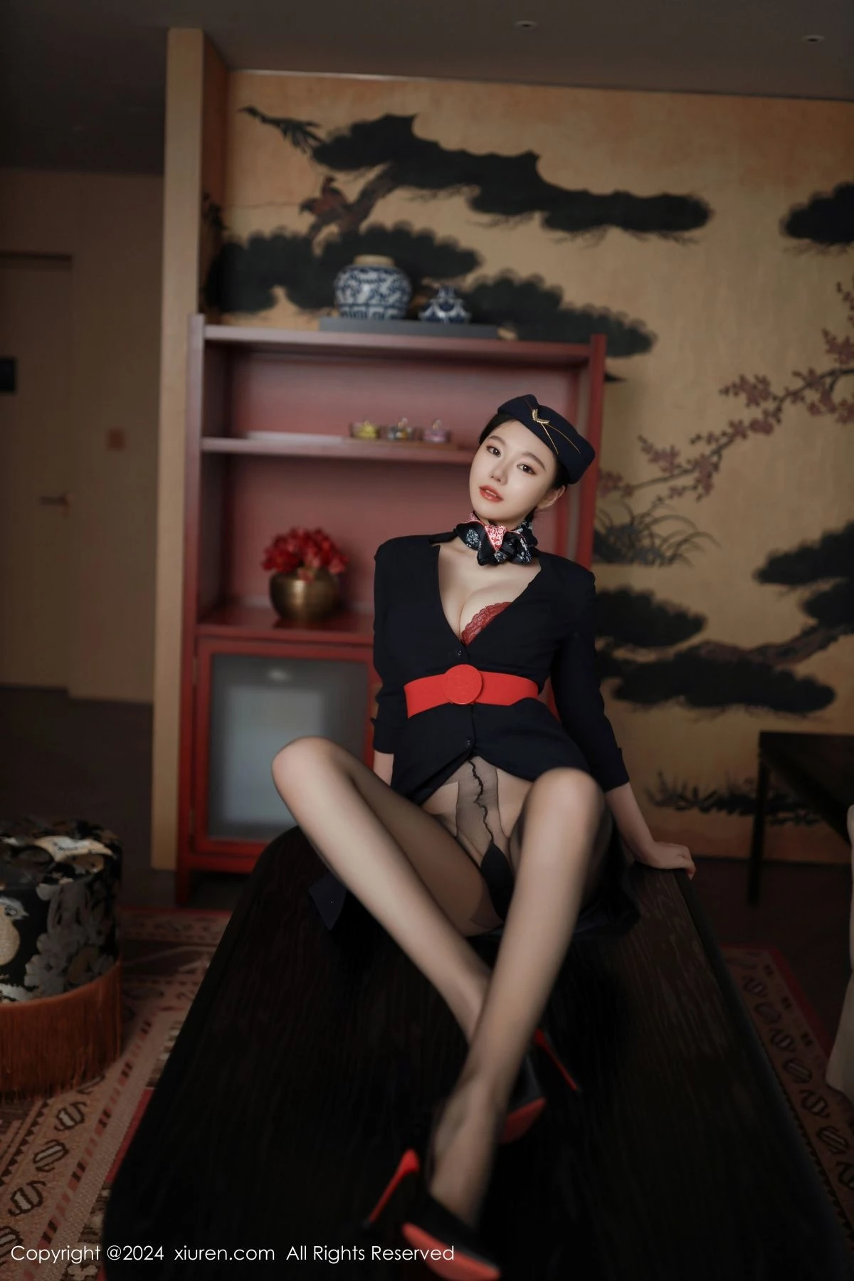 [[XiuRen秀人网]秀人网]No.8942_模特安然anran性感空姐制服露红色内衣配超薄黑丝撩人诱惑写真79P