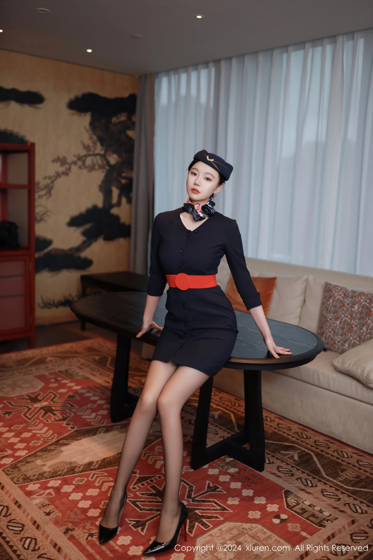 [[XiuRen秀人网]秀人网]No.8942_模特安然anran性感空姐制服露红色内衣配超薄黑丝撩人诱惑写真79P