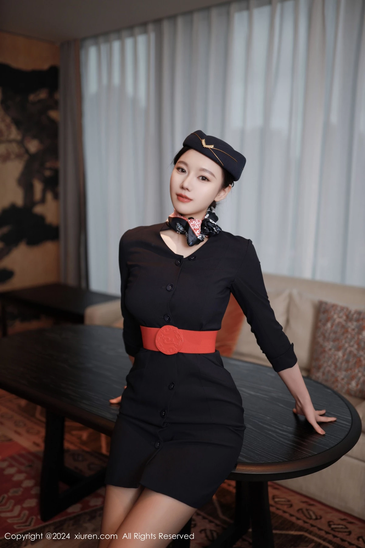 [[XiuRen秀人网]秀人网]No.8942_模特安然anran性感空姐制服露红色内衣配超薄黑丝撩人诱惑写真79P