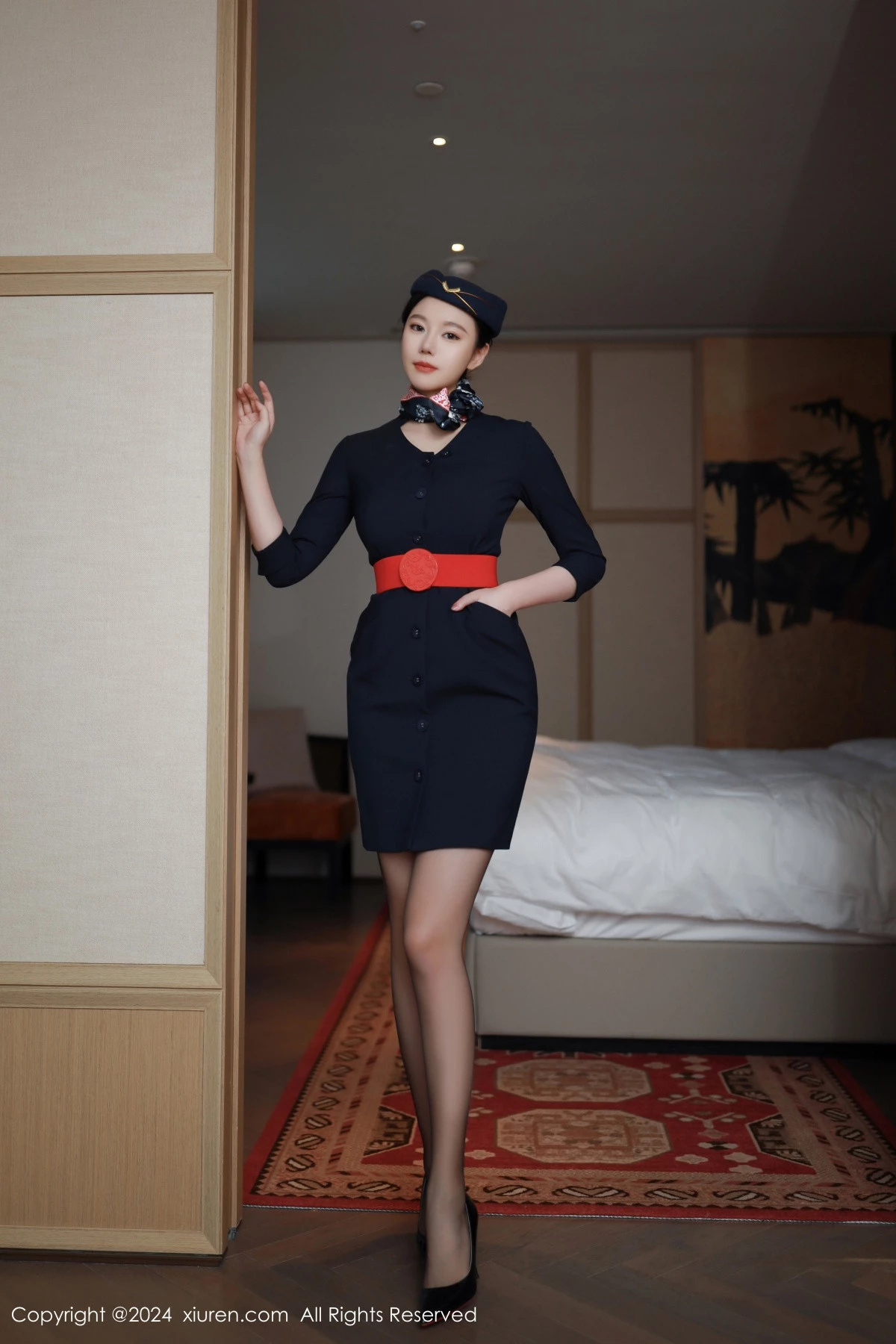 [[XiuRen秀人网]秀人网]No.8942_模特安然anran性感空姐制服露红色内衣配超薄黑丝撩人诱惑写真79P
