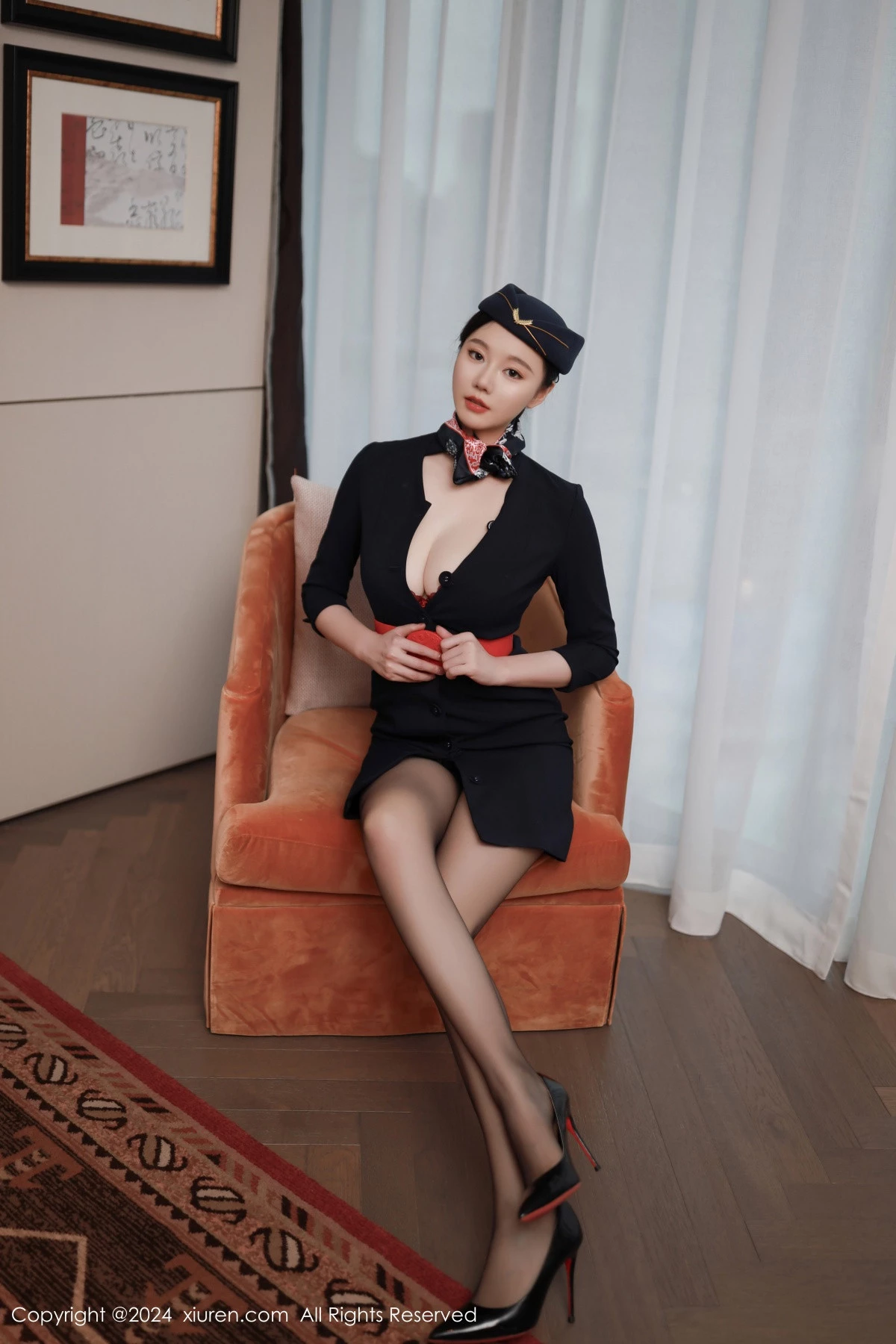 [[XiuRen秀人网]秀人网]No.8942_模特安然anran性感空姐制服露红色内衣配超薄黑丝撩人诱惑写真79P