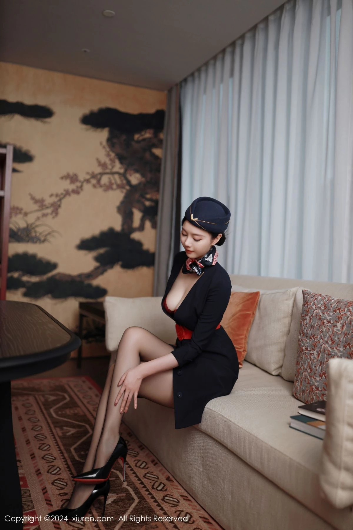 [[XiuRen秀人网]秀人网]No.8942_模特安然anran性感空姐制服露红色内衣配超薄黑丝撩人诱惑写真79P