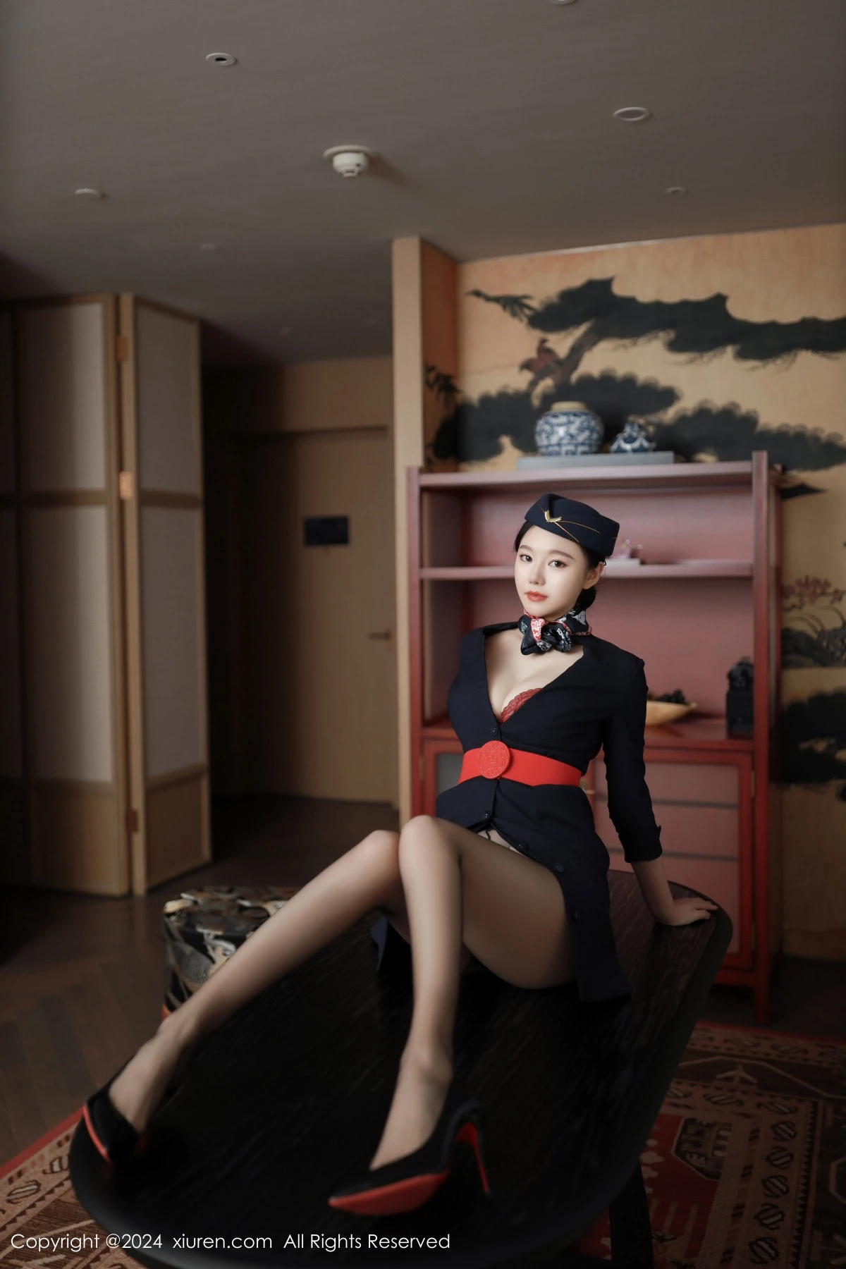 [[XiuRen秀人网]秀人网]No.8942_模特安然anran性感空姐制服露红色内衣配超薄黑丝撩人诱惑写真79P