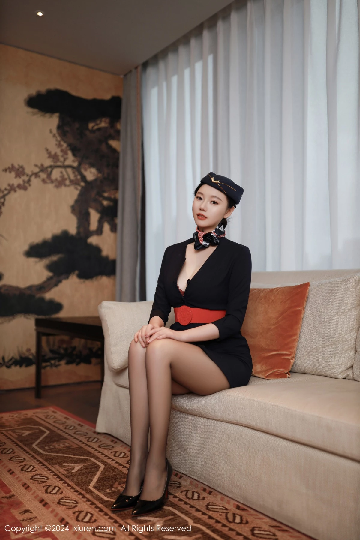 [[XiuRen秀人网]秀人网]No.8942_模特安然anran性感空姐制服露红色内衣配超薄黑丝撩人诱惑写真79P