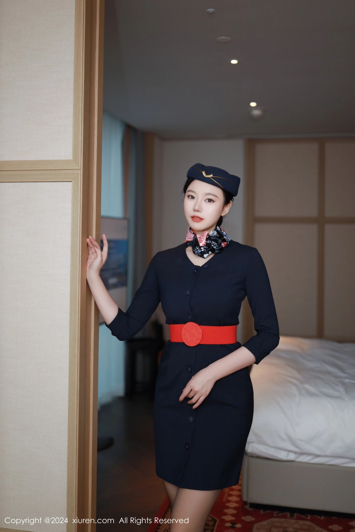 [[XiuRen秀人网]秀人网]No.8942_模特安然anran性感空姐制服露红色内衣配超薄黑丝撩人诱惑写真79P