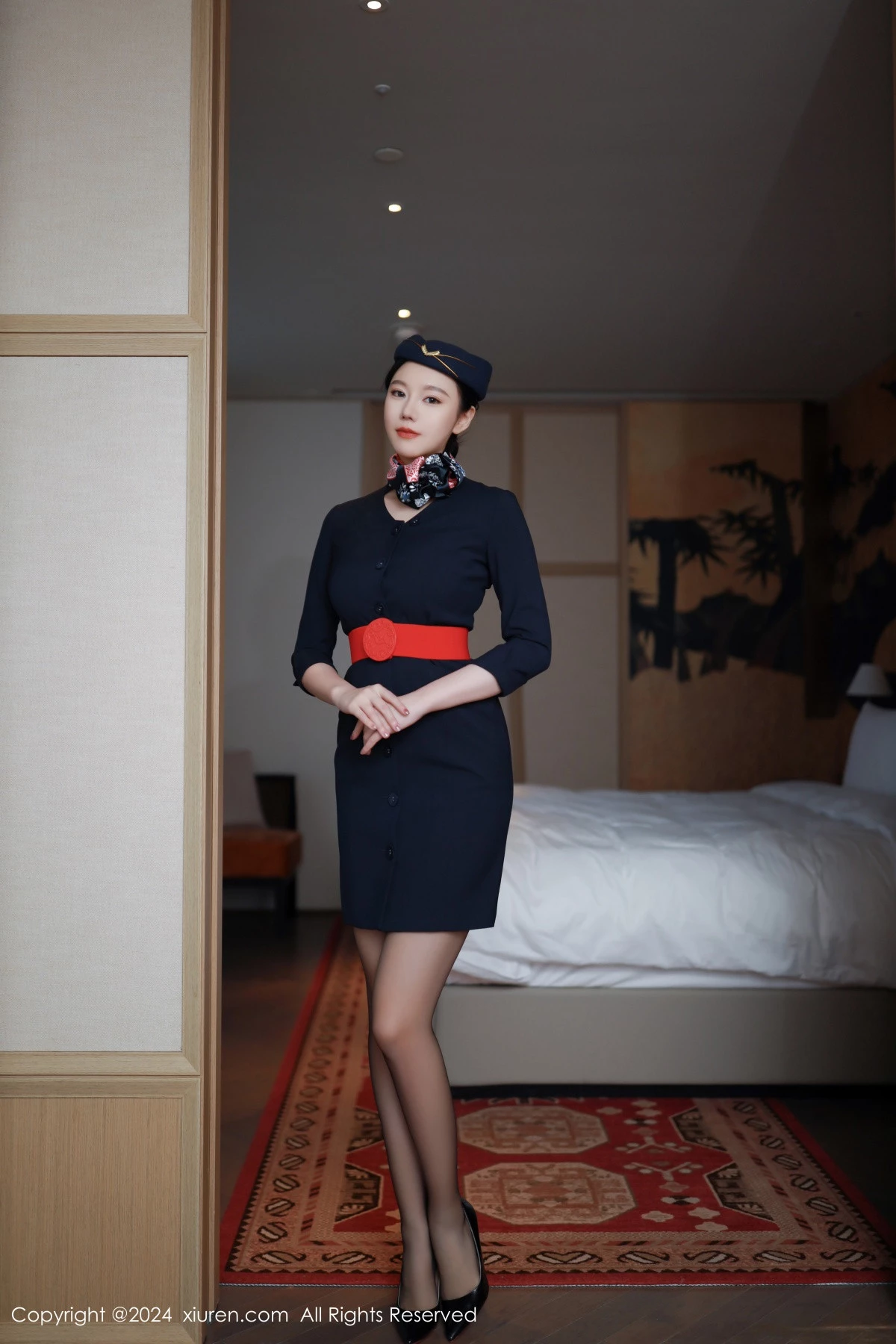 [[XiuRen秀人网]秀人网]No.8942_模特安然anran性感空姐制服露红色内衣配超薄黑丝撩人诱惑写真79P