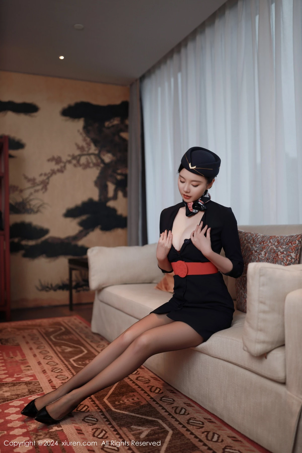 [[XiuRen秀人网]秀人网]No.8942_模特安然anran性感空姐制服露红色内衣配超薄黑丝撩人诱惑写真79P