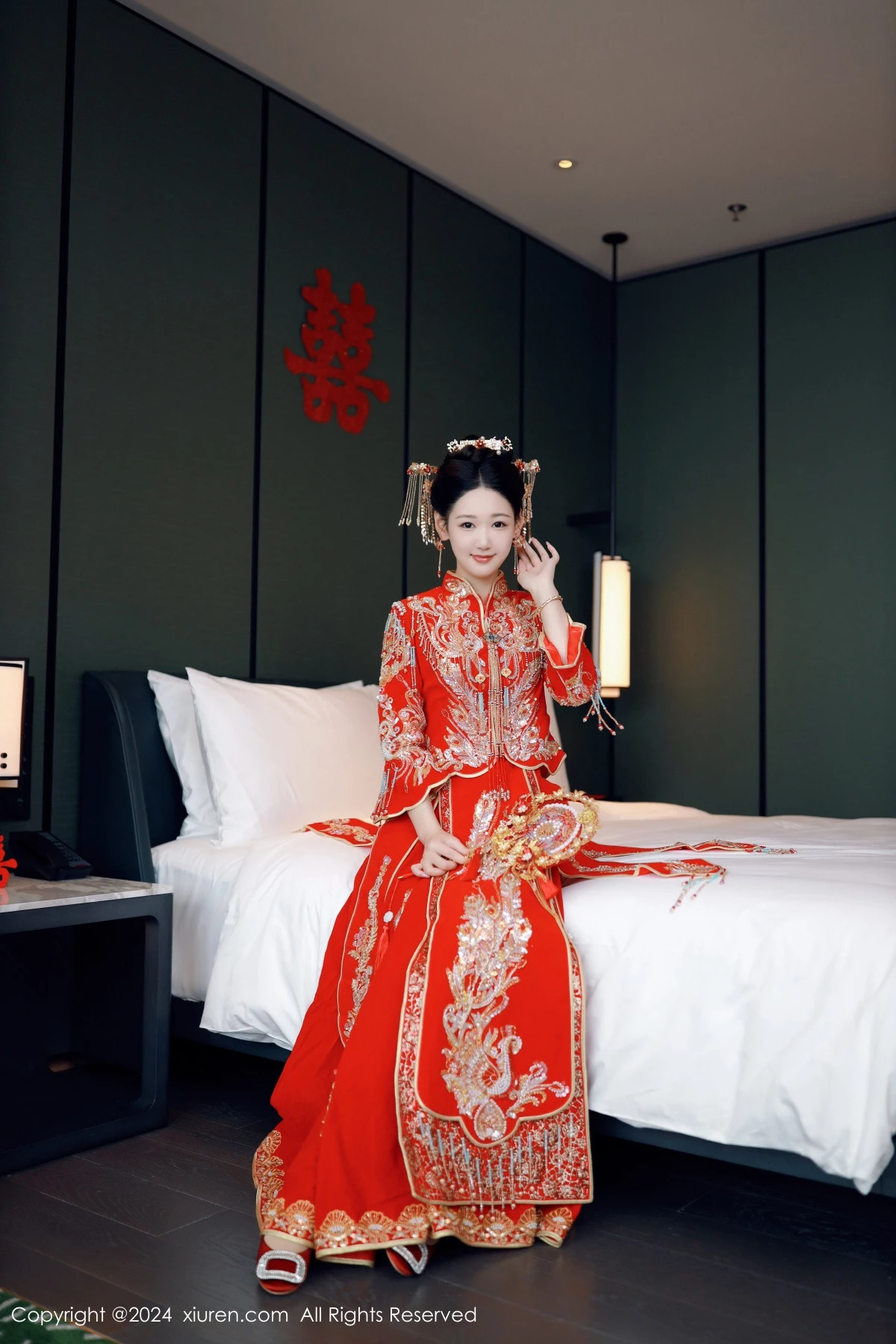 [[XiuRen秀人网]秀人网]No.8972_模特唐安琪性感红色新娘服饰露红色内衣配超薄肉丝撩人诱惑写真79P