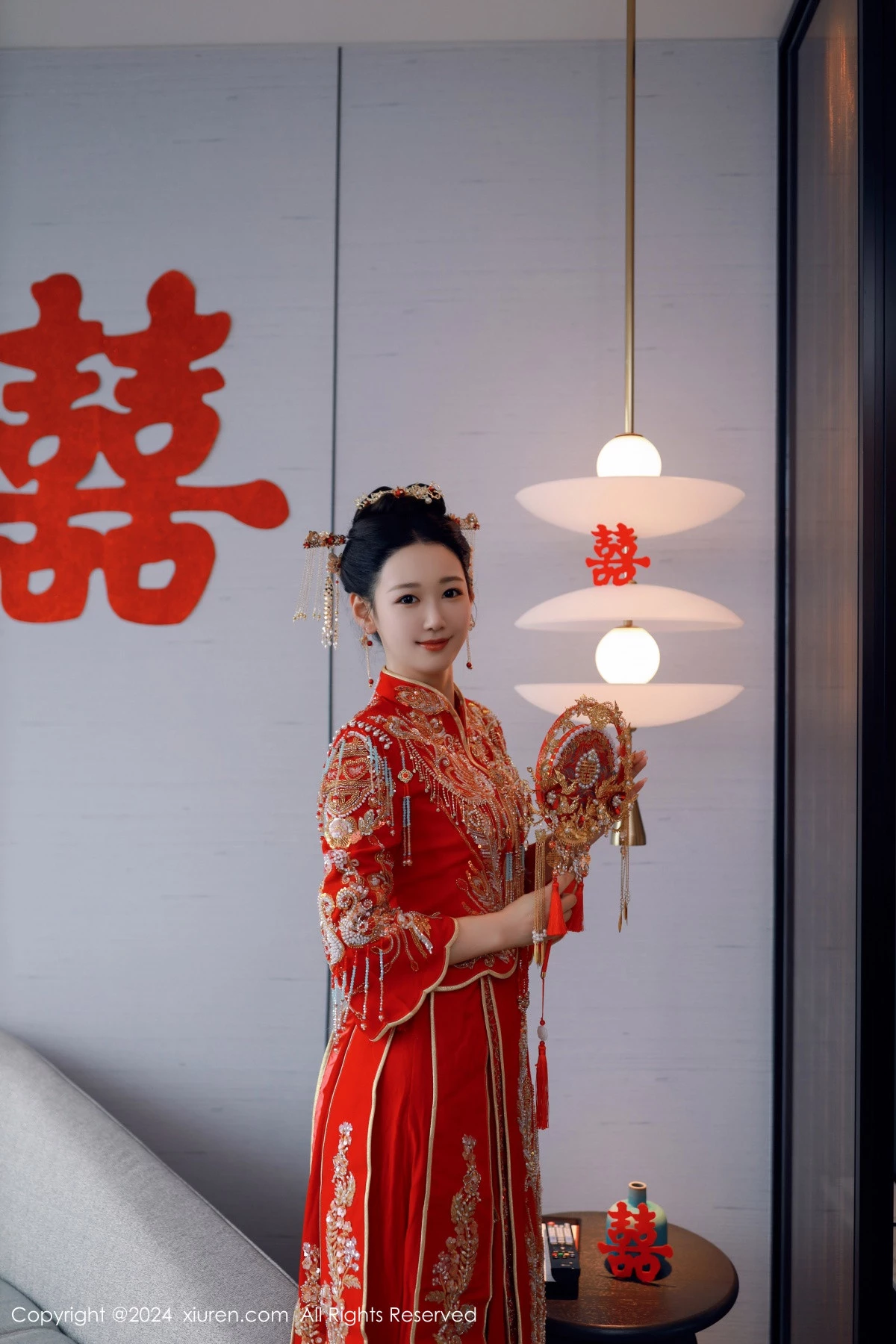 [[XiuRen秀人网]秀人网]No.8972_模特唐安琪性感红色新娘服饰露红色内衣配超薄肉丝撩人诱惑写真79P