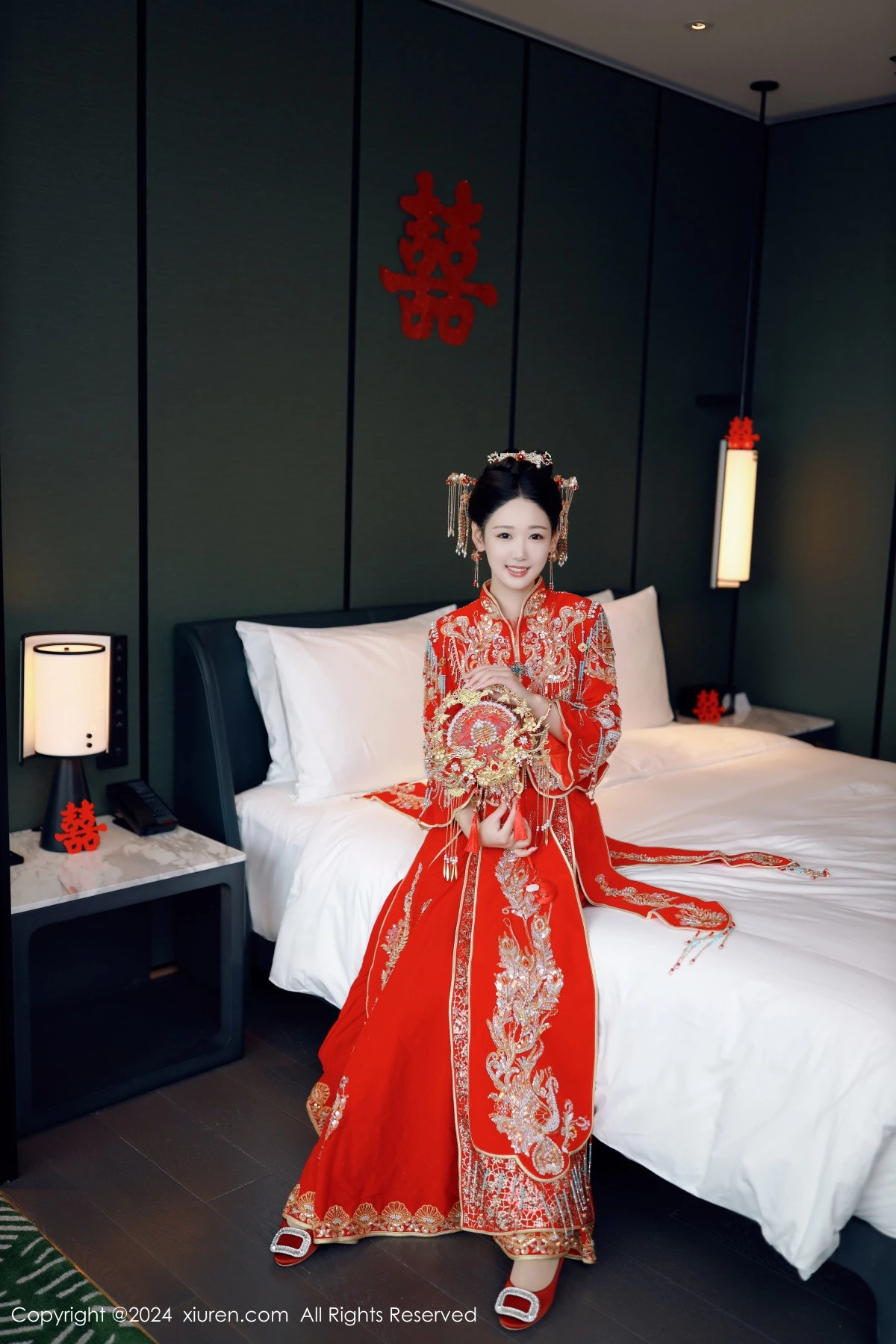 [[XiuRen秀人网]秀人网]No.8972_模特唐安琪性感红色新娘服饰露红色内衣配超薄肉丝撩人诱惑写真79P