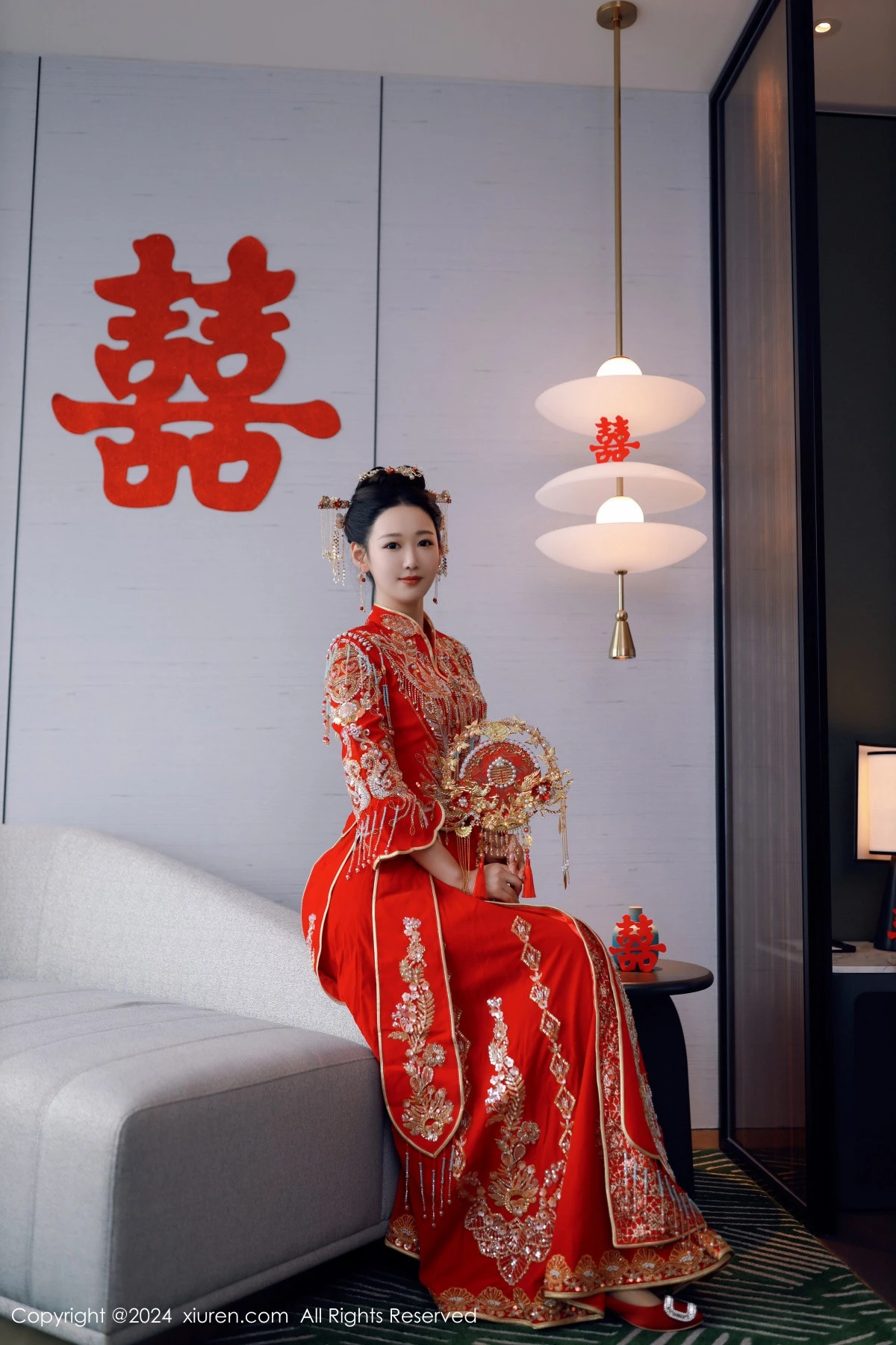 [[XiuRen秀人网]秀人网]No.8972_模特唐安琪性感红色新娘服饰露红色内衣配超薄肉丝撩人诱惑写真79P