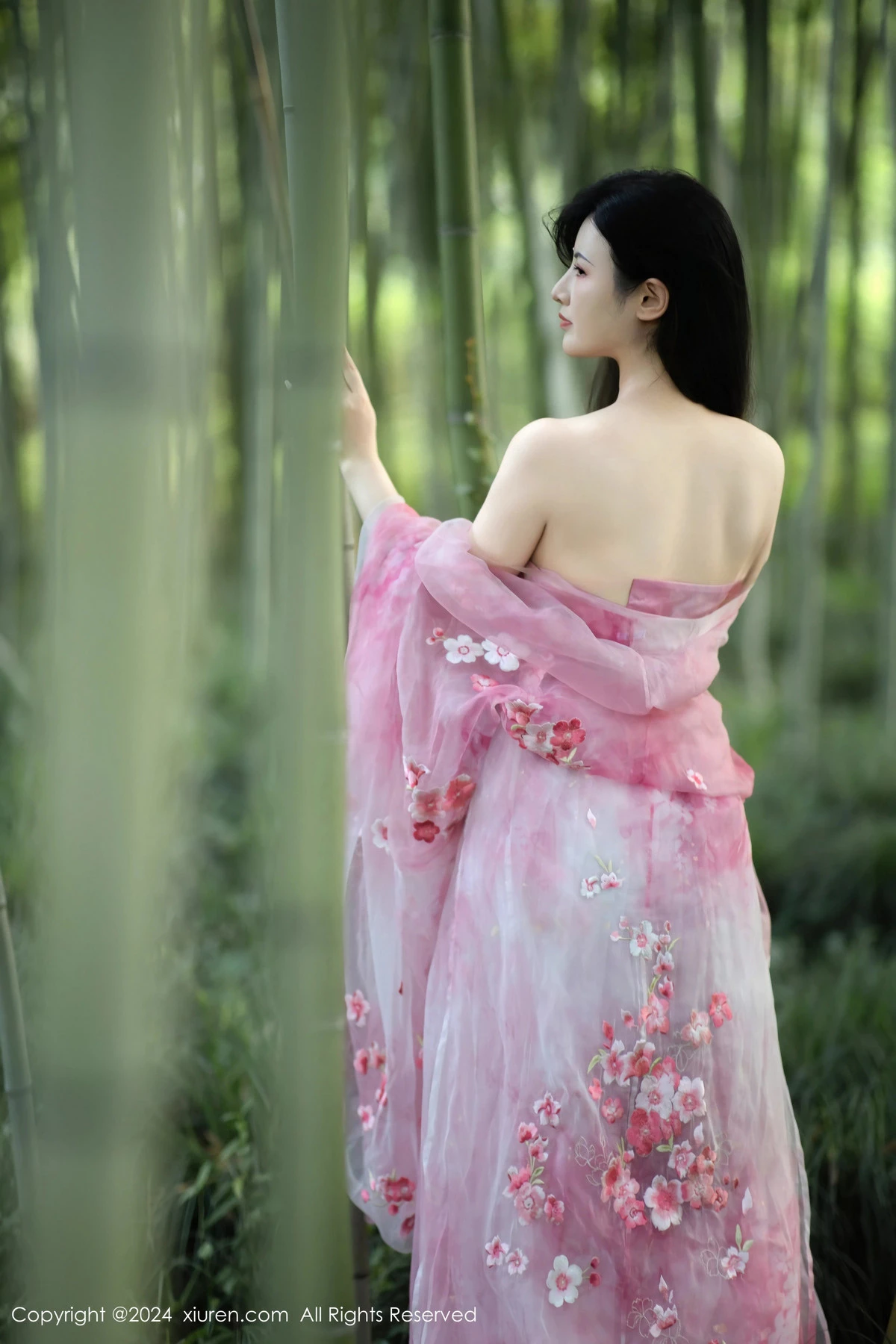 [[XiuRen秀人网]秀人网]No.9100_模特诗诗kiki户外性感粉色古风薄纱服饰秀丰腴身姿惹火诱惑写真70P