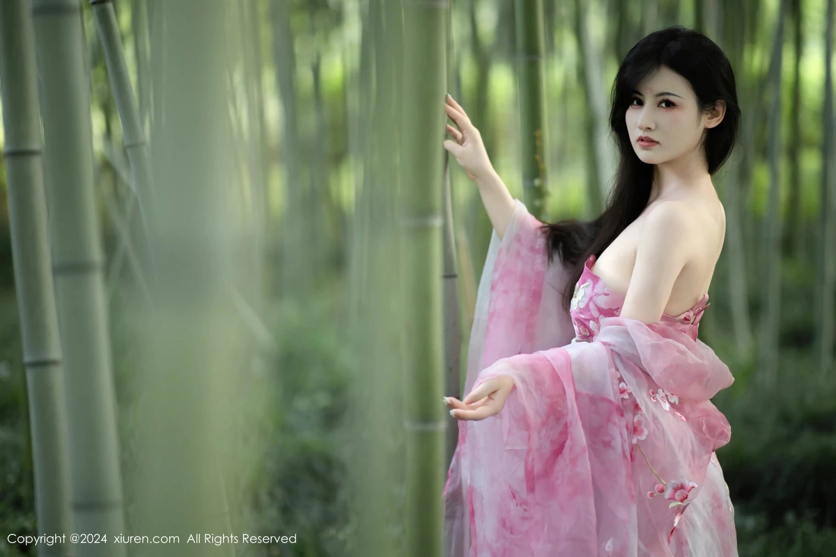 [[XiuRen秀人网]秀人网]No.9100_模特诗诗kiki户外性感粉色古风薄纱服饰秀丰腴身姿惹火诱惑写真70P