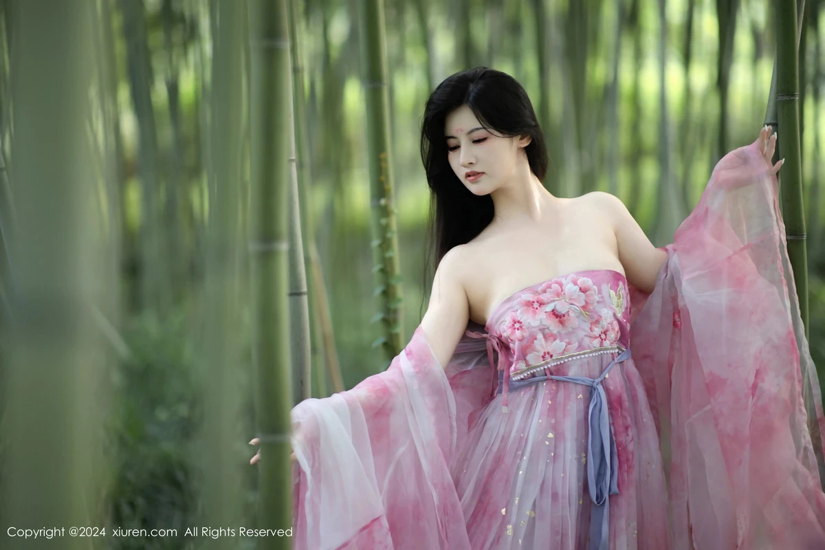 [[XiuRen秀人网]秀人网]No.9100_模特诗诗kiki户外性感粉色古风薄纱服饰秀丰腴身姿惹火诱惑写真70P