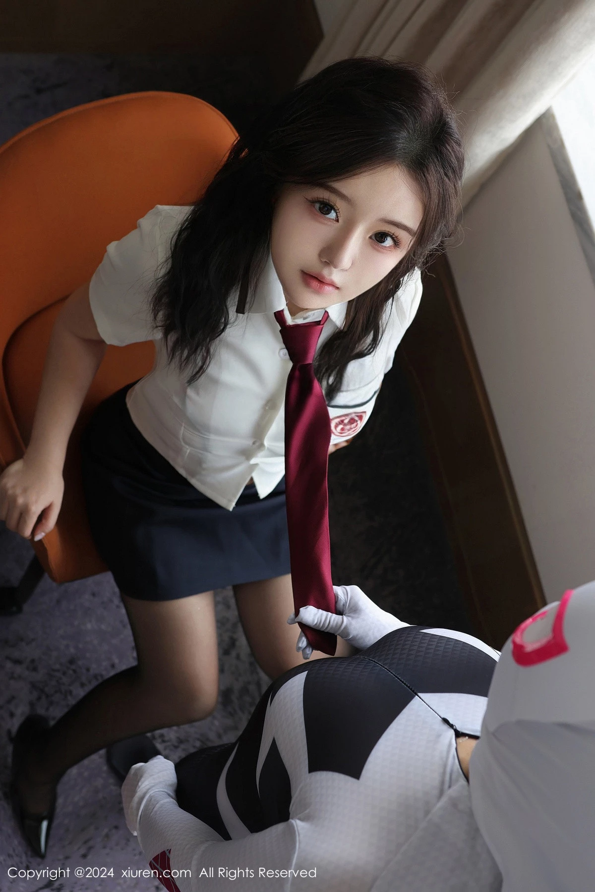 [[XiuRen秀人网]秀人网]No.9122_模特小薯条nienie性感JK制服露黑色情趣内衣秀惹火身材诱惑写真72P