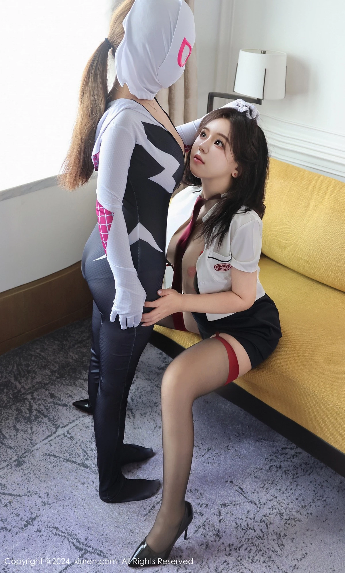 [[XiuRen秀人网]秀人网]No.9122_模特小薯条nienie性感JK制服露黑色情趣内衣秀惹火身材诱惑写真72P