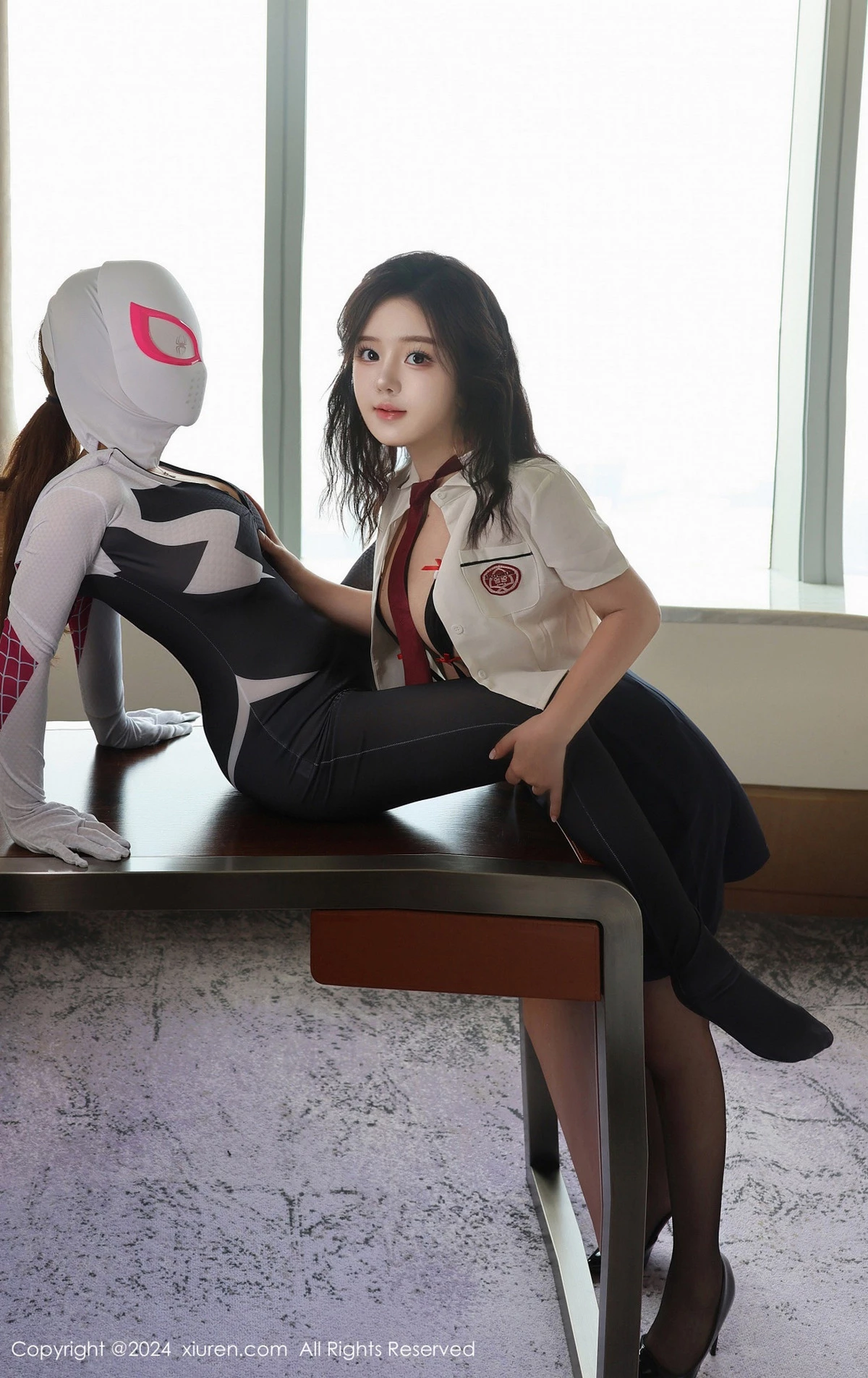 [[XiuRen秀人网]秀人网]No.9122_模特小薯条nienie性感JK制服露黑色情趣内衣秀惹火身材诱惑写真72P