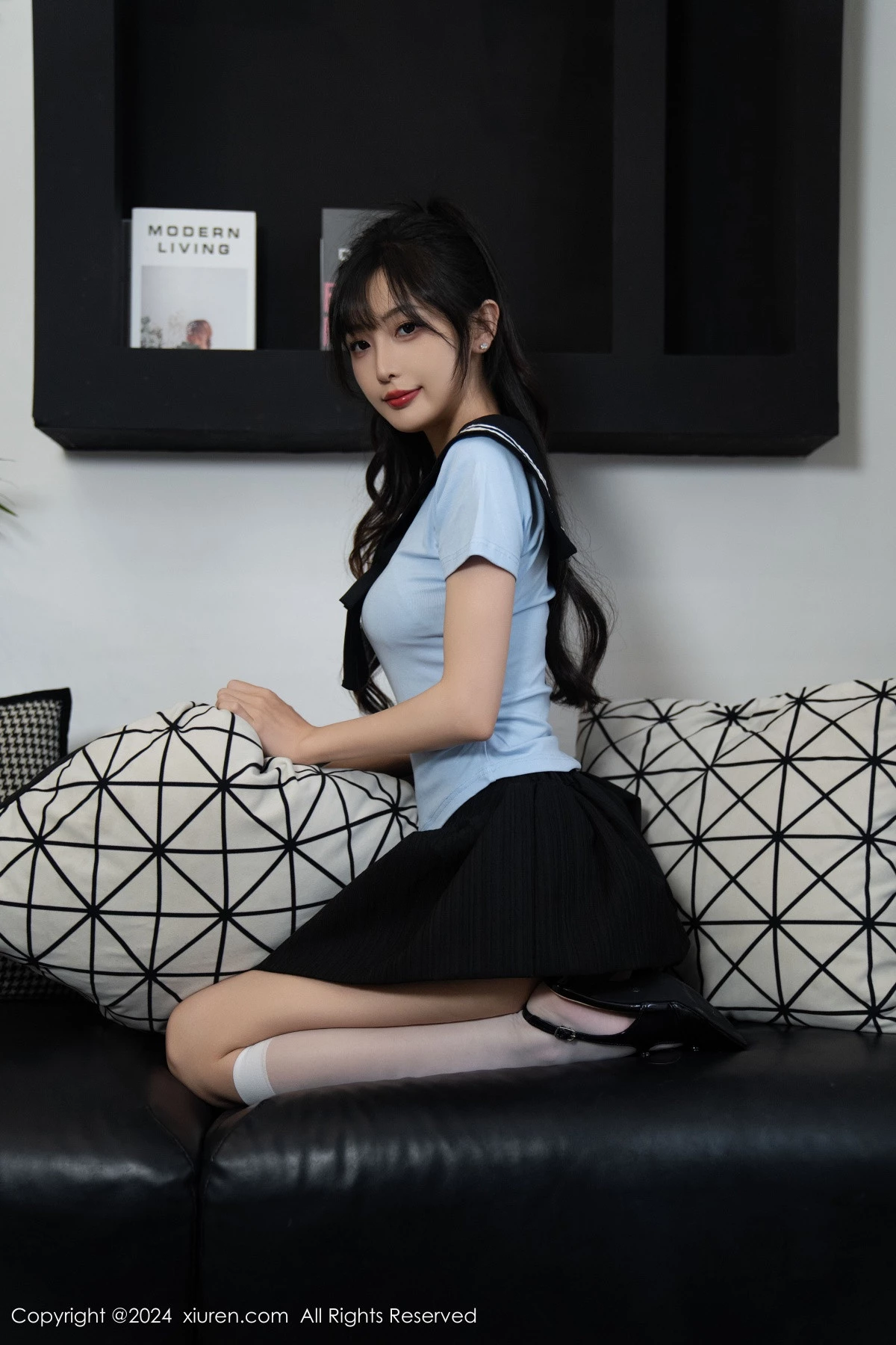 [[XiuRen秀人网]秀人网]No.9151_模特林星阑性感蓝色JK制服+白色连体内衣秀曼妙身姿诱惑写真96P