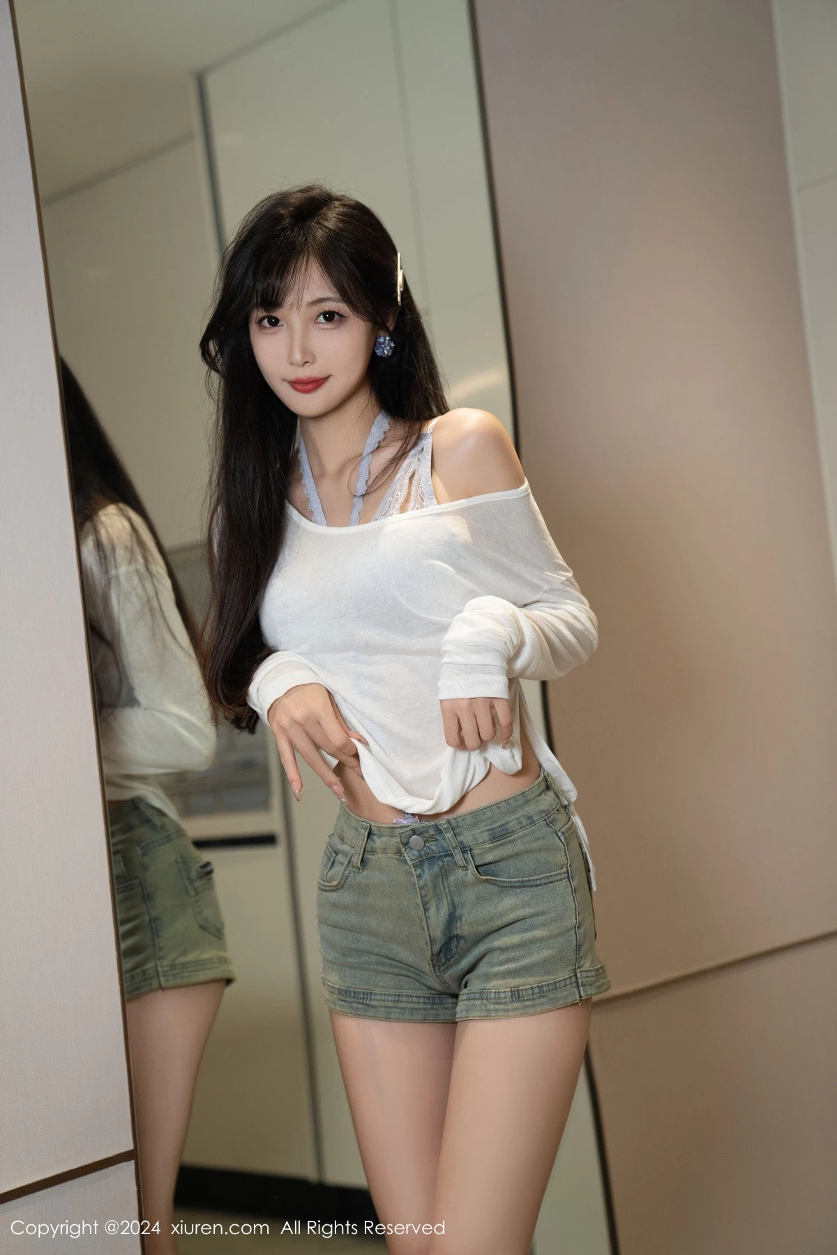 [[XiuRen秀人网]秀人网]No.9215_模特林星阑性感蓝色情趣内衣配超短牛仔裤秀曼妙身姿迷人写真96P