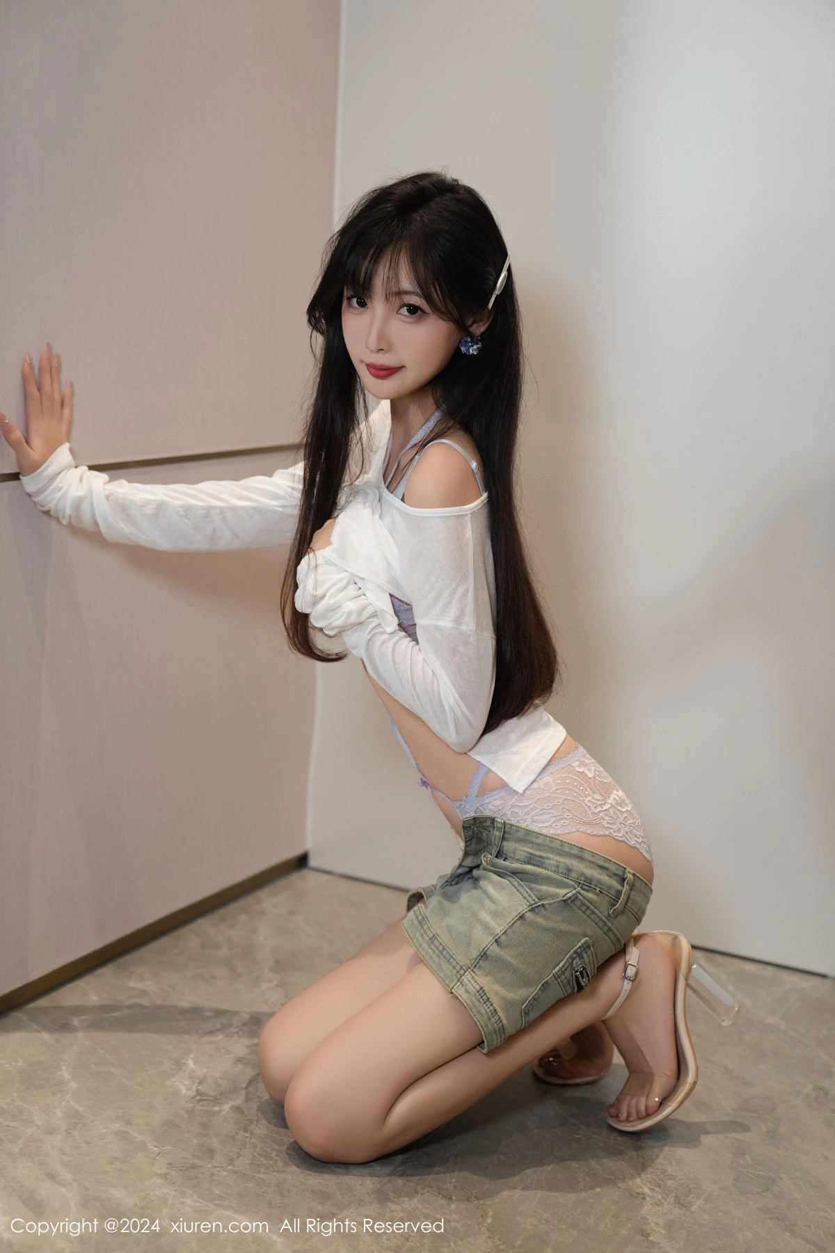 [[XiuRen秀人网]秀人网]No.9215_模特林星阑性感蓝色情趣内衣配超短牛仔裤秀曼妙身姿迷人写真96P