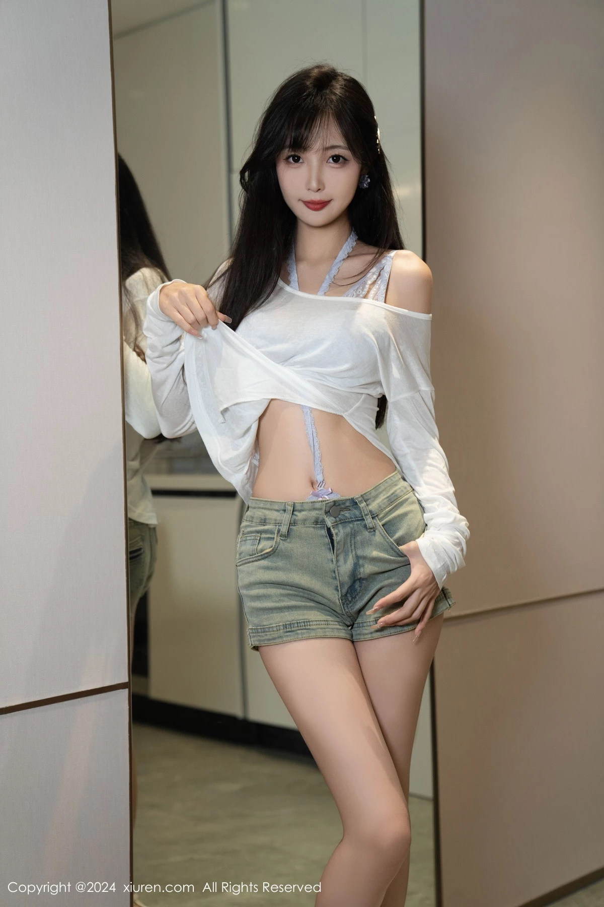 [[XiuRen秀人网]秀人网]No.9215_模特林星阑性感蓝色情趣内衣配超短牛仔裤秀曼妙身姿迷人写真96P