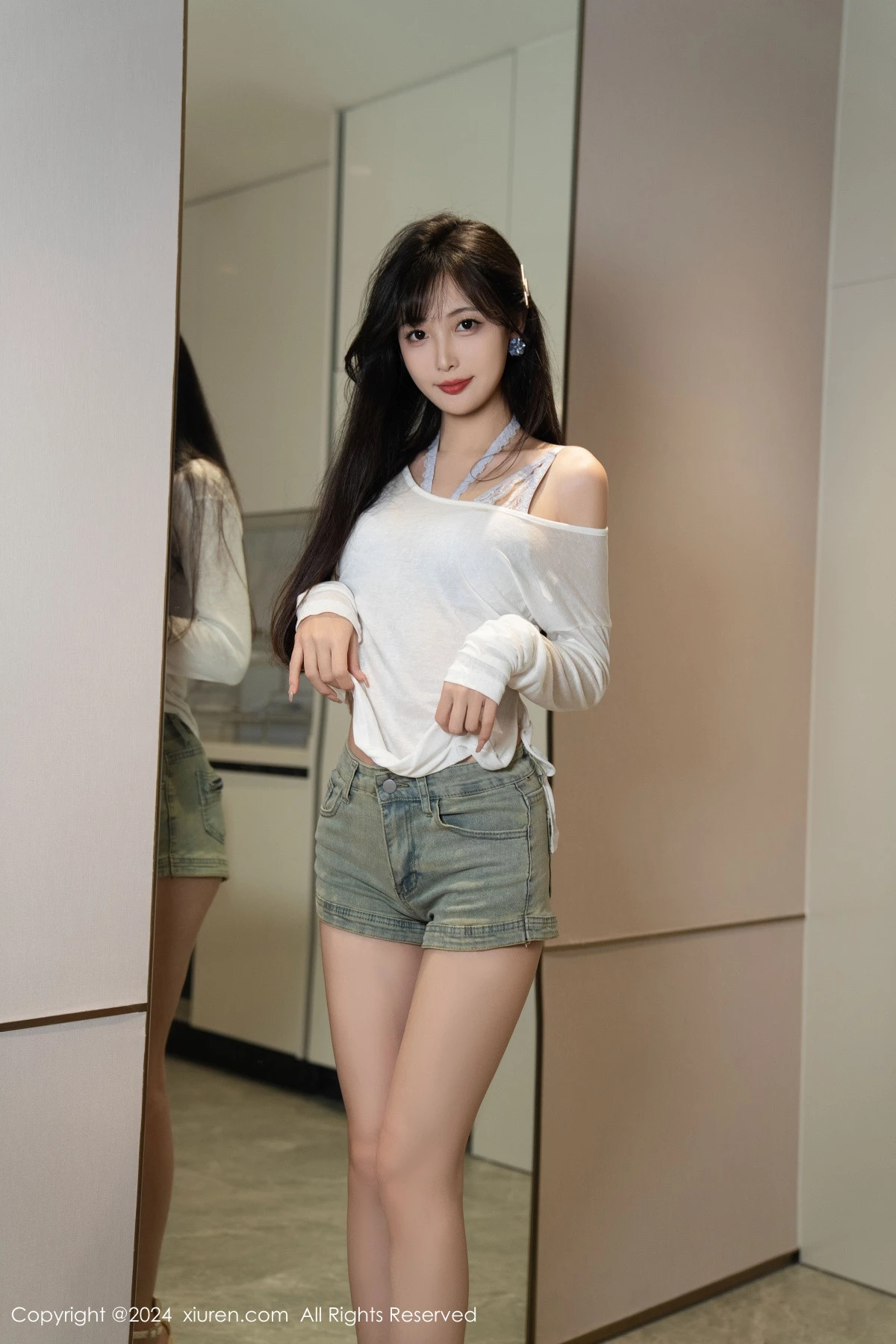 [[XiuRen秀人网]秀人网]No.9215_模特林星阑性感蓝色情趣内衣配超短牛仔裤秀曼妙身姿迷人写真96P