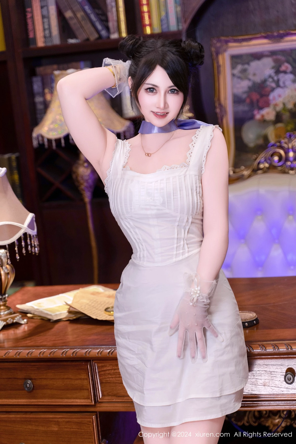 [[XiuRen秀人网]秀人网]No.9214_模特诗诗kiki私房性感白色蕾丝裙配超薄肉丝秀完美身材诱惑写真116P