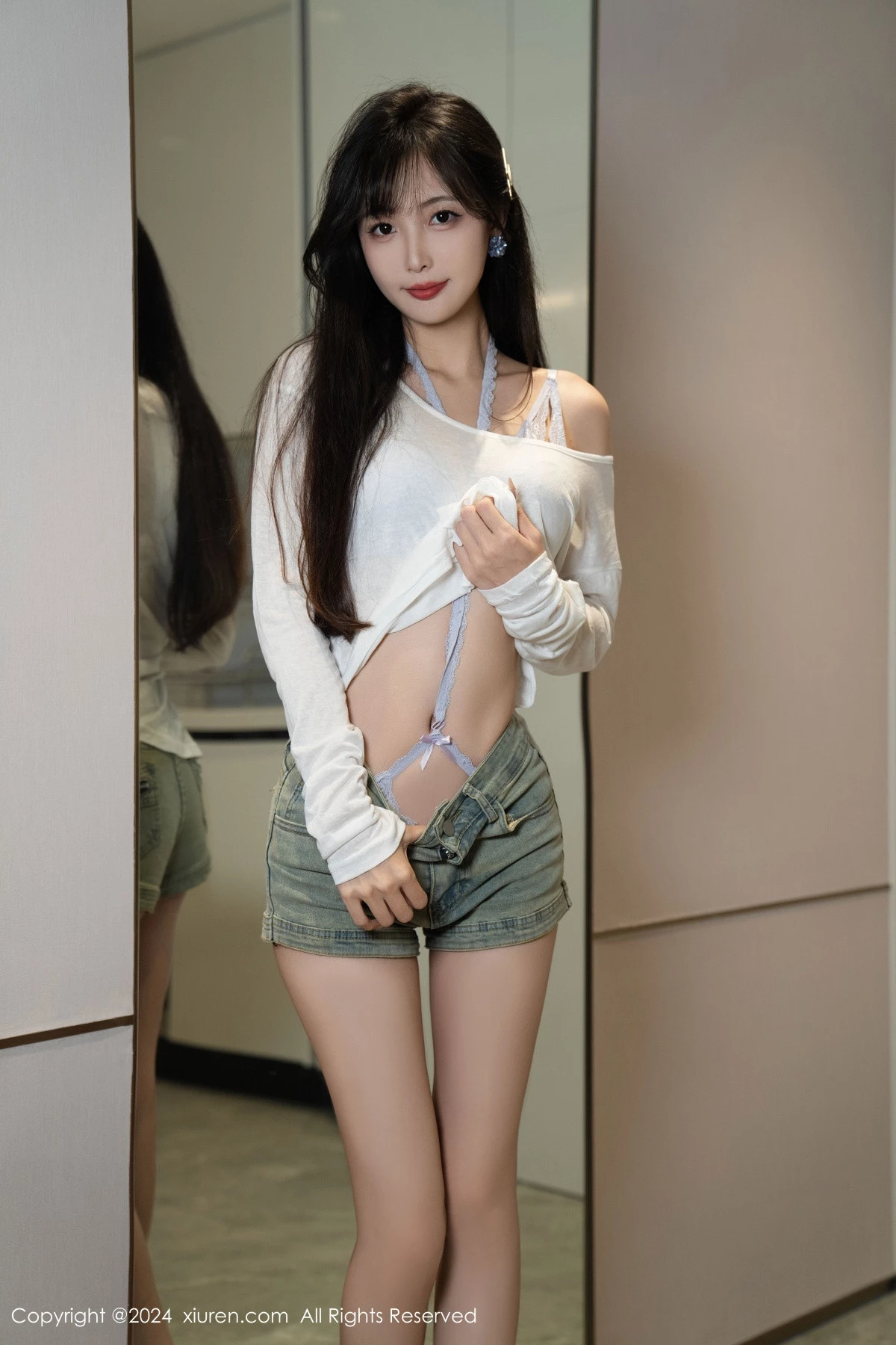 [[XiuRen秀人网]秀人网]No.9215_模特林星阑性感蓝色情趣内衣配超短牛仔裤秀曼妙身姿迷人写真96P