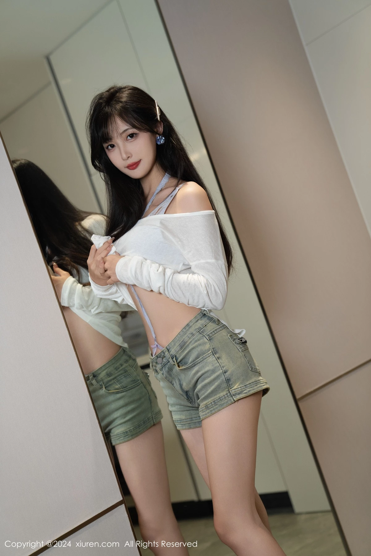 [[XiuRen秀人网]秀人网]No.9215_模特林星阑性感蓝色情趣内衣配超短牛仔裤秀曼妙身姿迷人写真96P