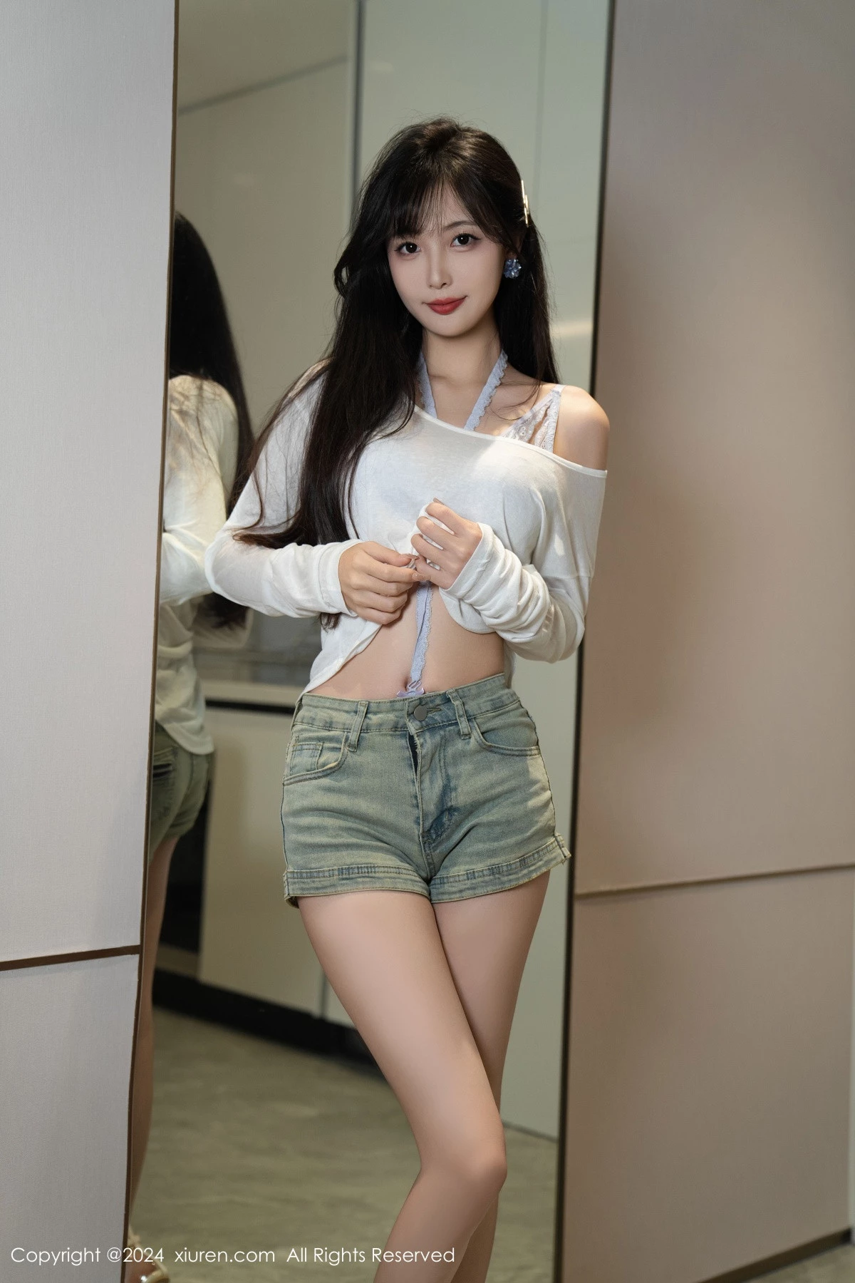 [[XiuRen秀人网]秀人网]No.9215_模特林星阑性感蓝色情趣内衣配超短牛仔裤秀曼妙身姿迷人写真96P