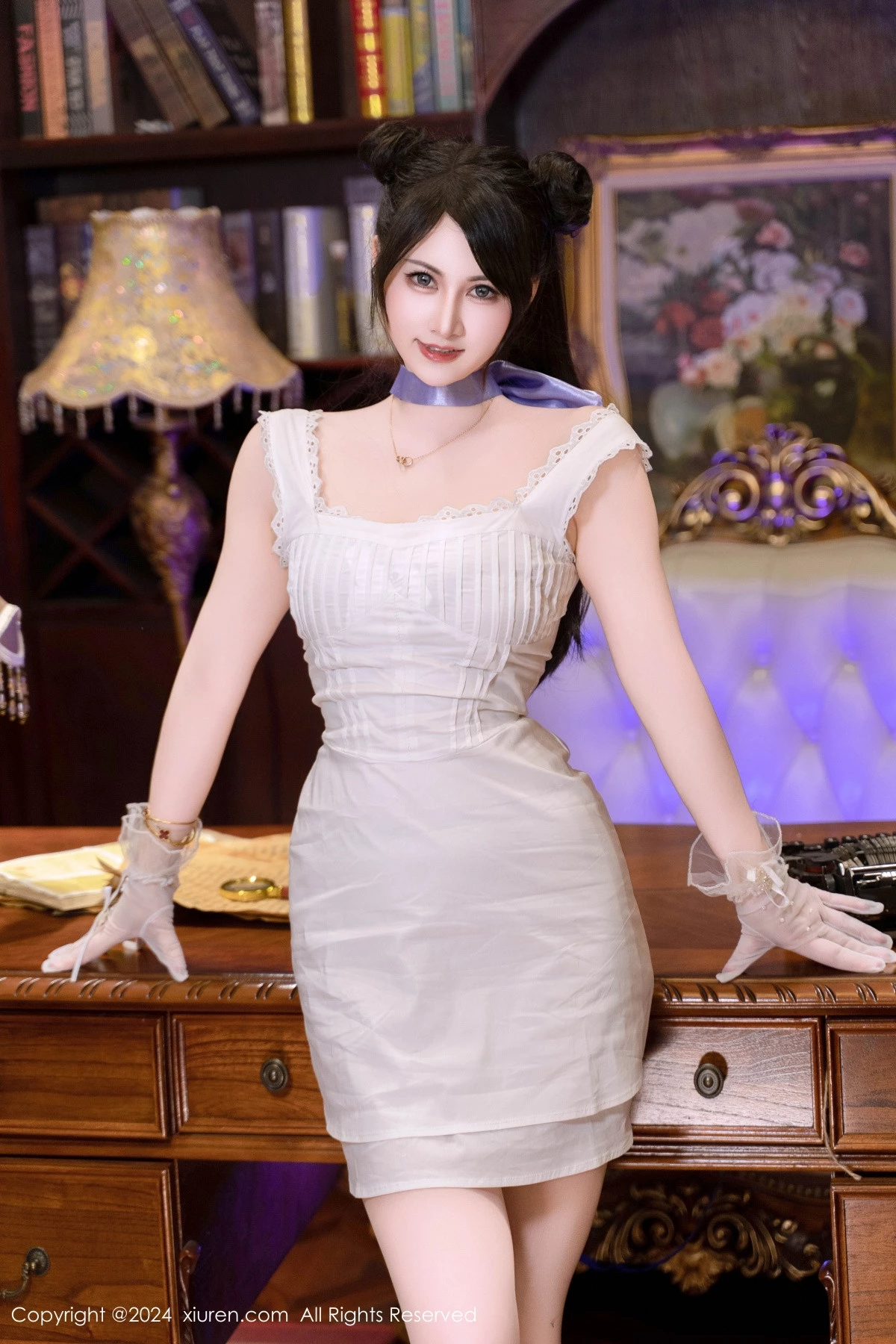 [[XiuRen秀人网]秀人网]No.9214_模特诗诗kiki私房性感白色蕾丝裙配超薄肉丝秀完美身材诱惑写真116P