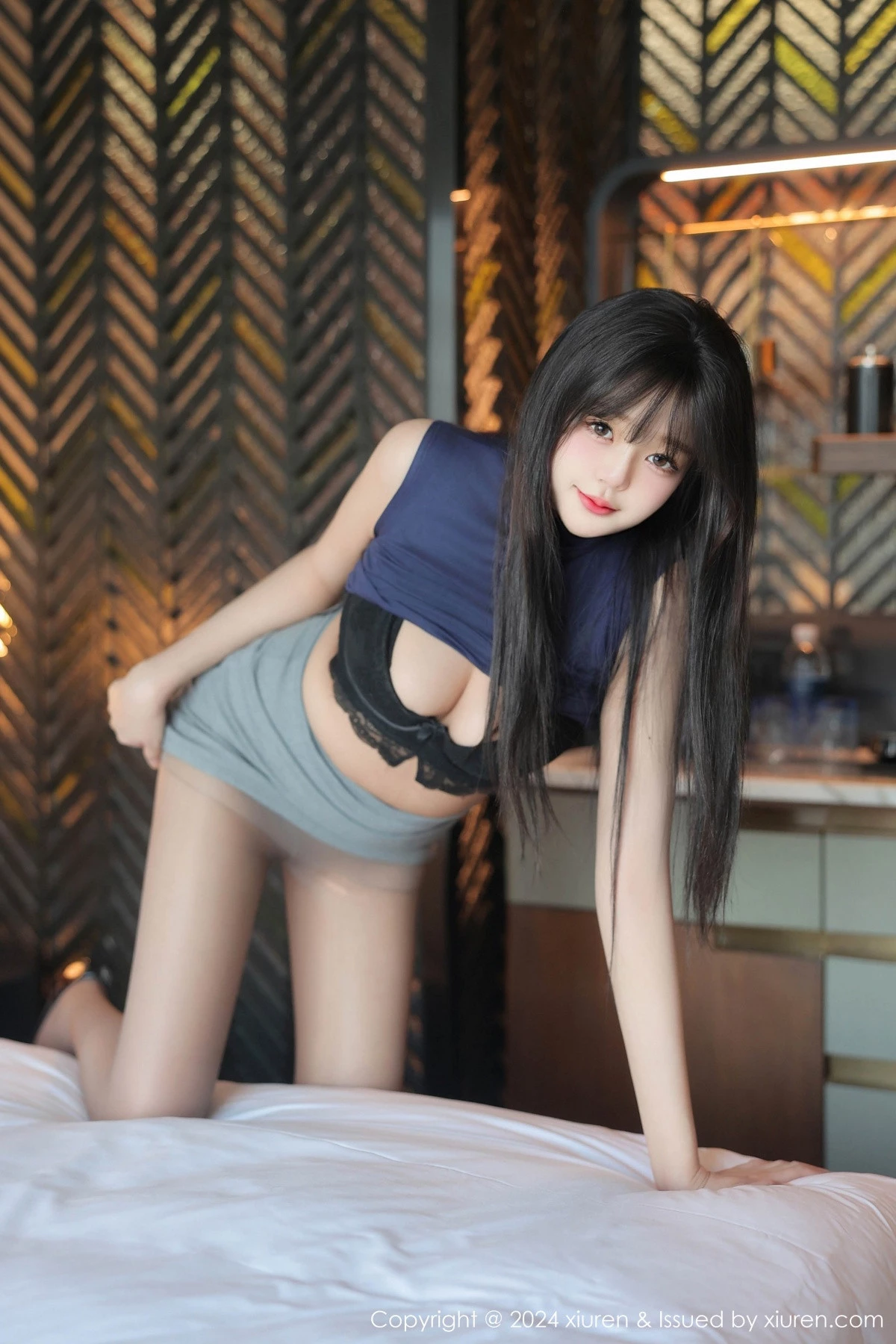 [[XiuRen秀人网]秀人网]No.9233_模特柚柚小奶瓶性感黑色蕾丝内衣配超薄灰丝秀凹凸身材诱惑写真89P