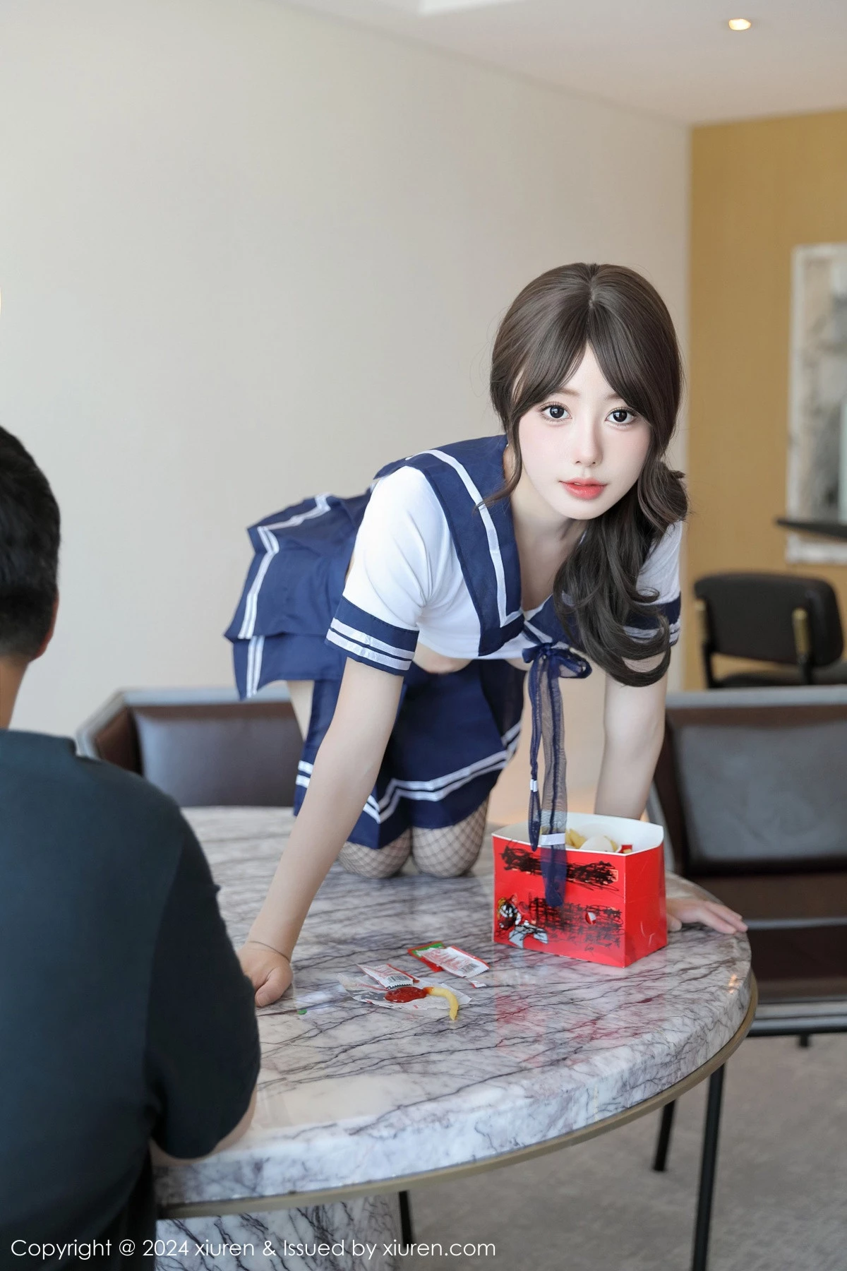 [[XiuRen秀人网]秀人网]No.9238_模特桃妖夭性感白色学妹制服配黑丝网袜秀娇美身段完美诱惑写真71P