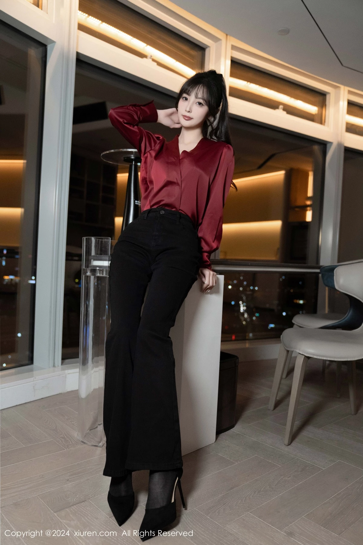 [[XiuRen秀人网]秀人网]No.9299_模特林星阑私房性感黑色蕾丝内衣配开档黑丝秀曼妙身姿诱惑写真94P