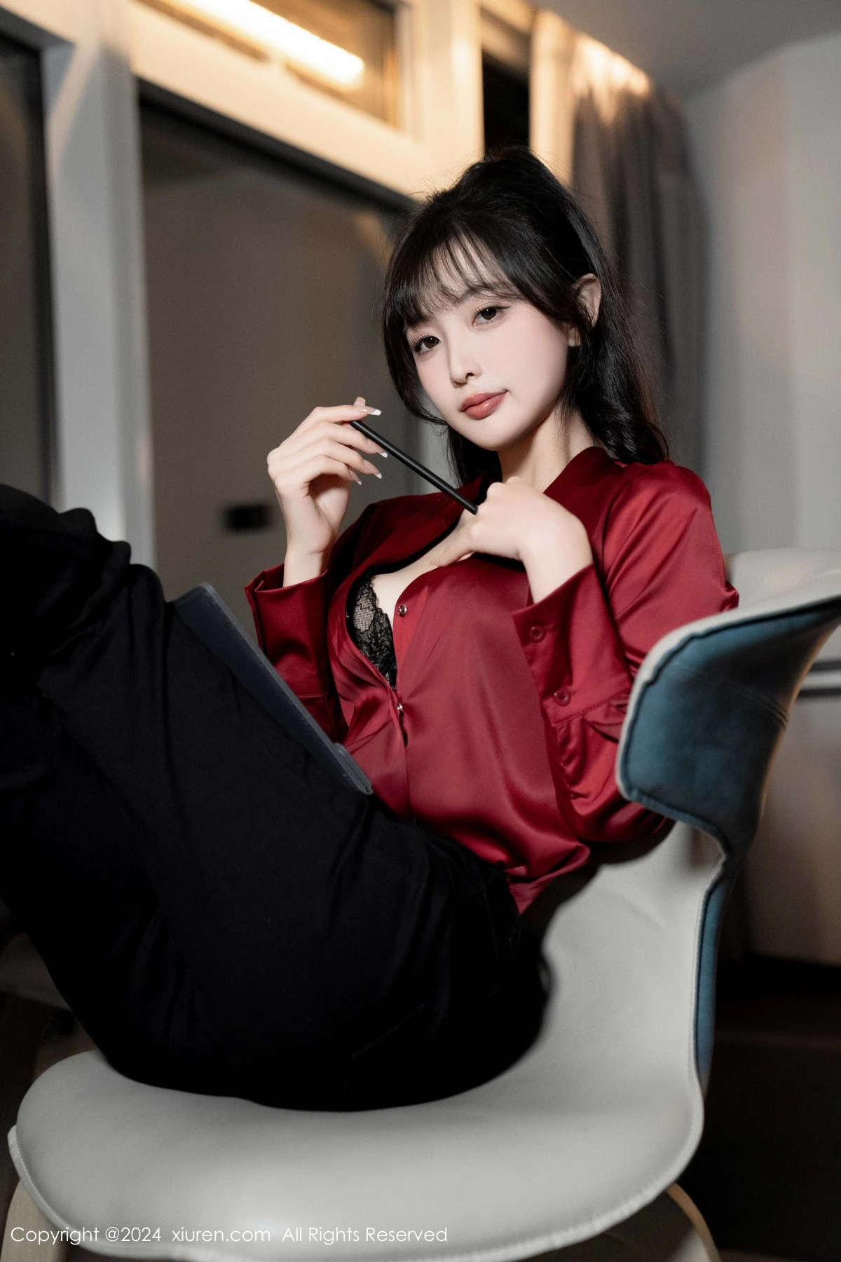 [[XiuRen秀人网]秀人网]No.9299_模特林星阑私房性感黑色蕾丝内衣配开档黑丝秀曼妙身姿诱惑写真94P