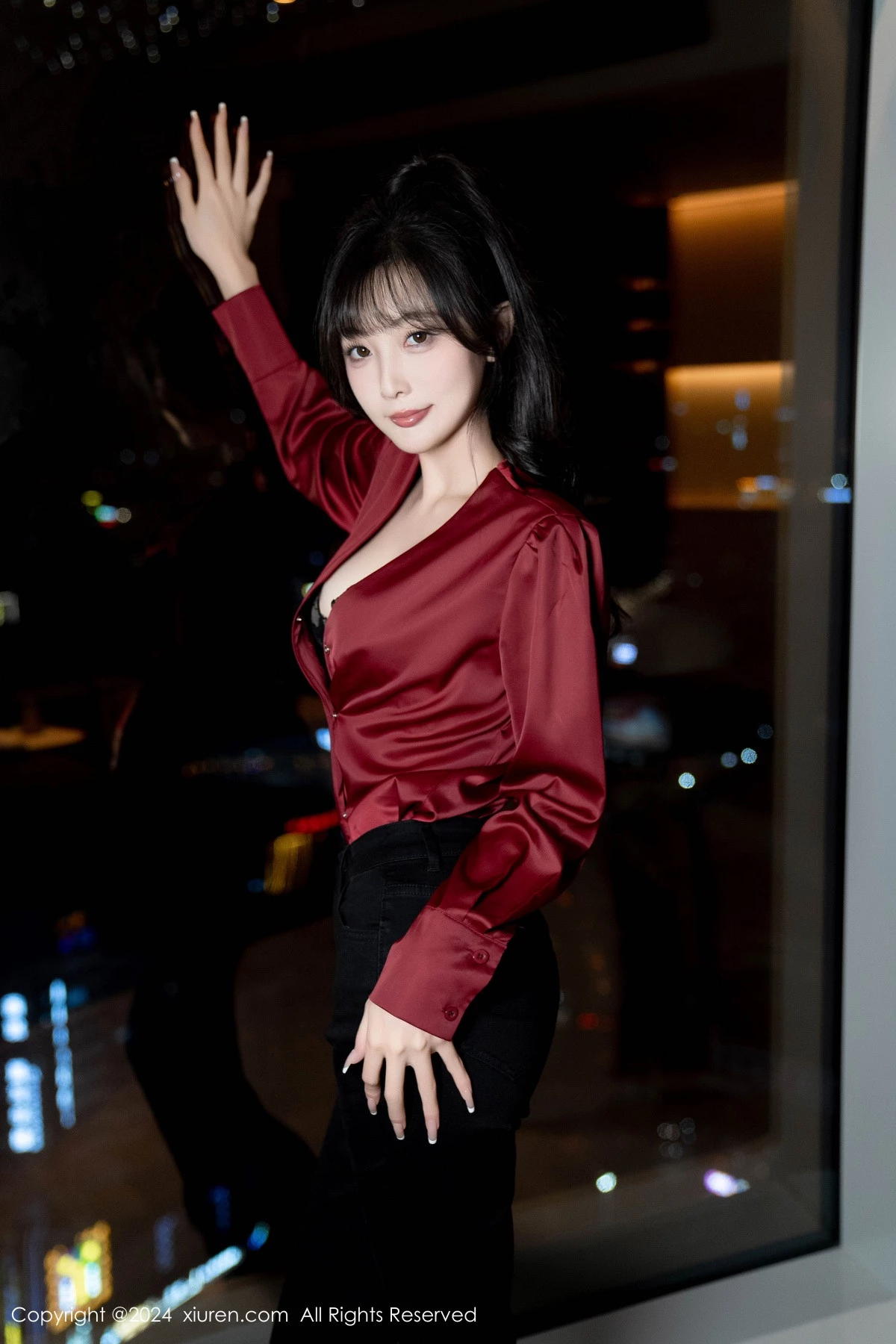 [[XiuRen秀人网]秀人网]No.9299_模特林星阑私房性感黑色蕾丝内衣配开档黑丝秀曼妙身姿诱惑写真94P