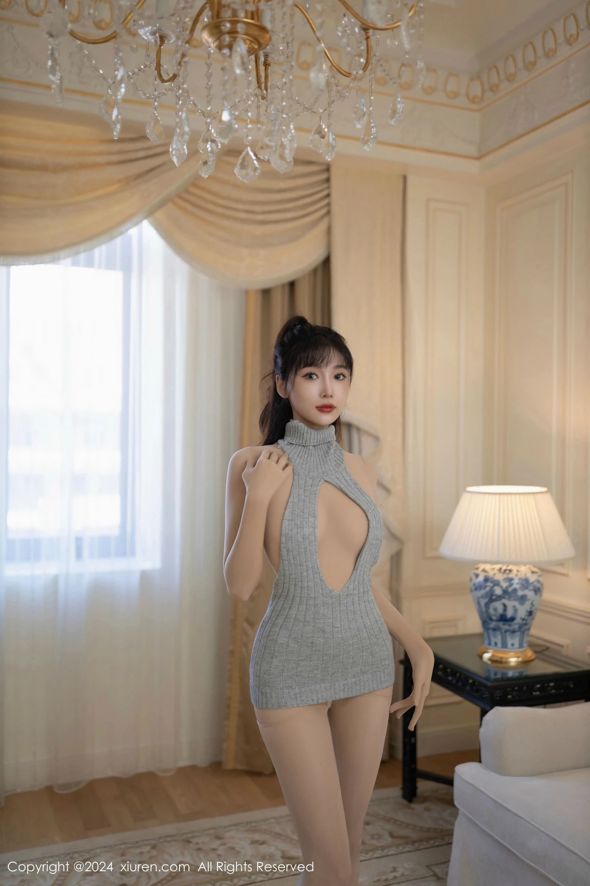 [[XiuRen秀人网]秀人网]No.9413_模特陆萱萱性感毛衣露超薄连体肉色丝袜秀曼妙身姿完美诱惑写真80P