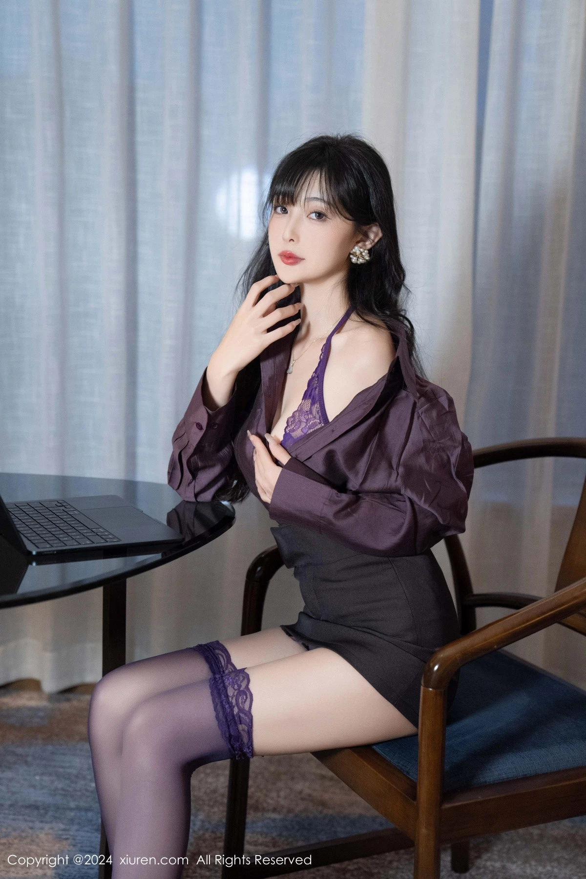 [[XiuRen秀人网]秀人网]No.9428_模特林星阑性感紫色情趣连体内衣配紫色丝袜秀曼妙身姿诱惑写真81P