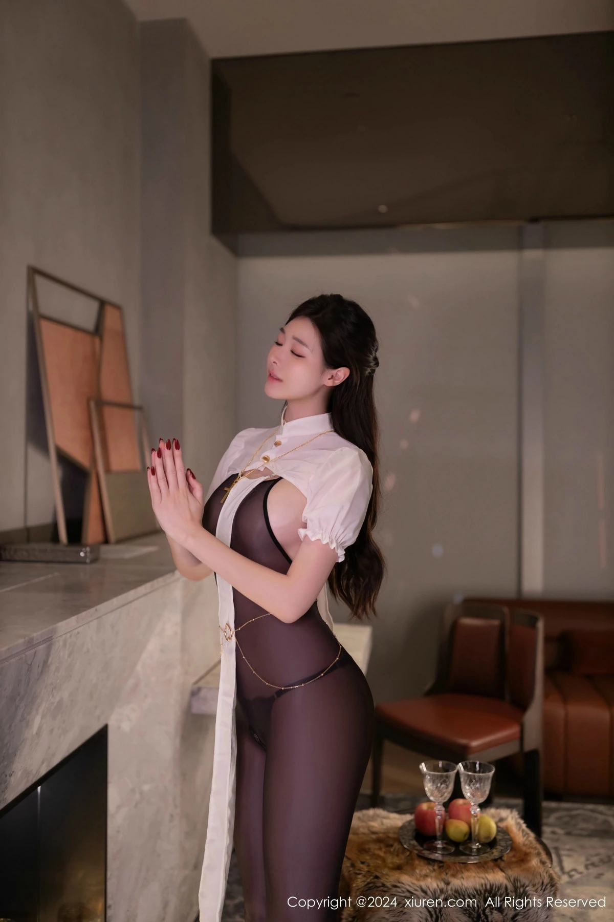 [[XiuRen秀人网]秀人网]No.9350_模特小逗逗性感白上衣配超薄连体黑丝秀曼妙身姿惹火诱惑写真79P