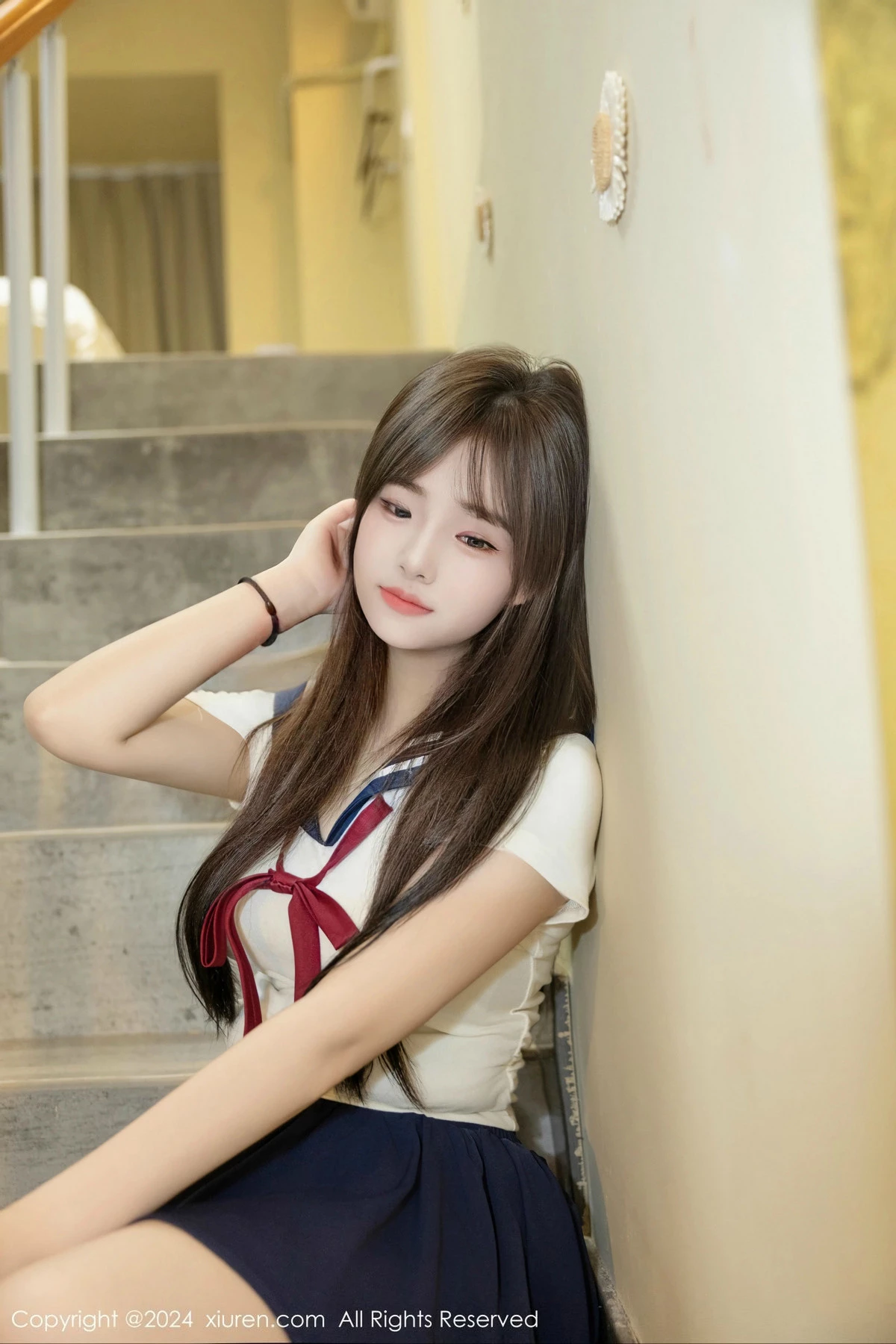 [[XiuRen秀人网]秀人网]No.9514_模特叶初雪性感白色情趣制服露白色内衣秀完美身材撩人诱惑写真68P