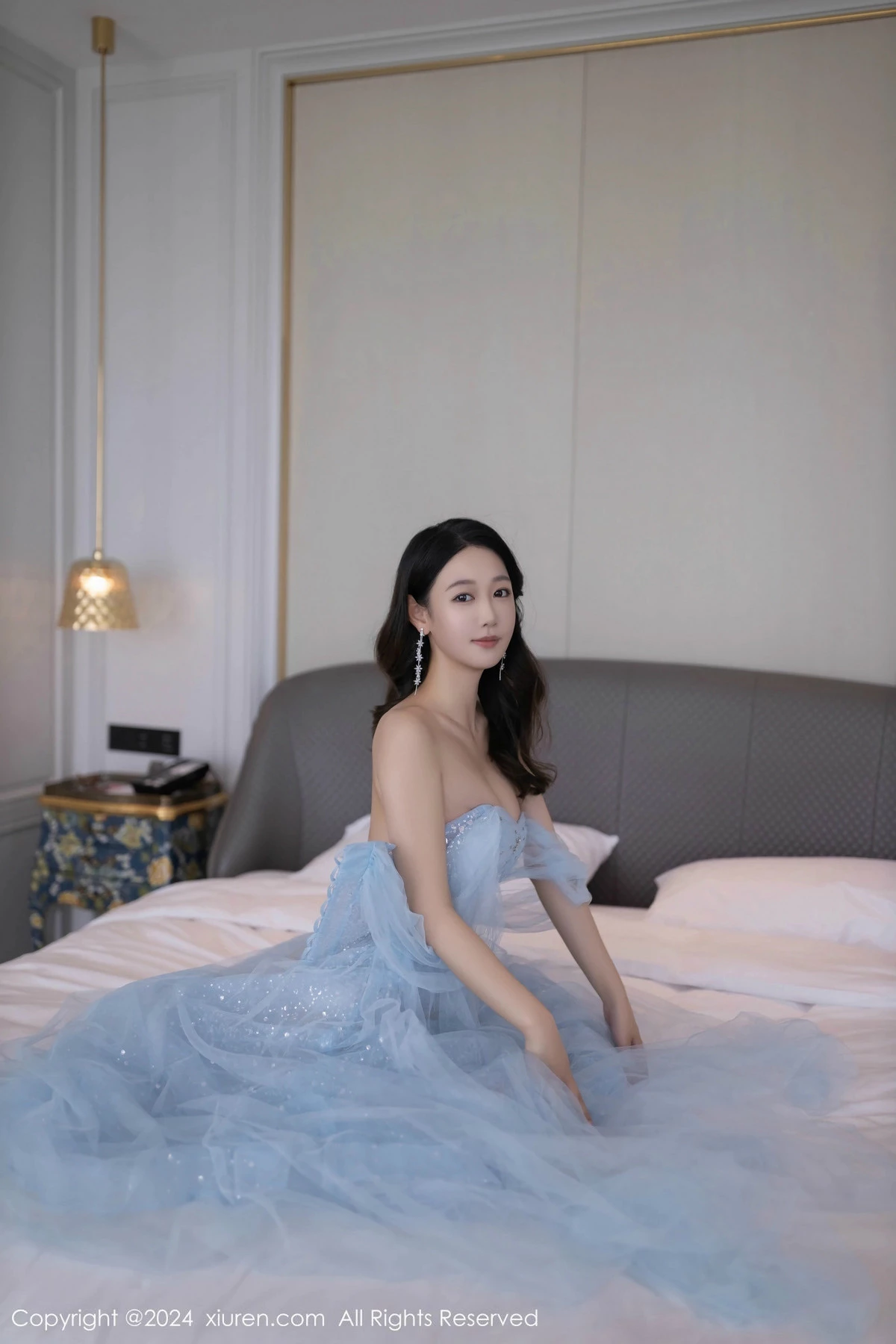 [[XiuRen秀人网]秀人网]No.9538_模特唐安琪性感淡蓝色薄纱礼裙露白色内衣秀曼妙身姿诱惑写真82P