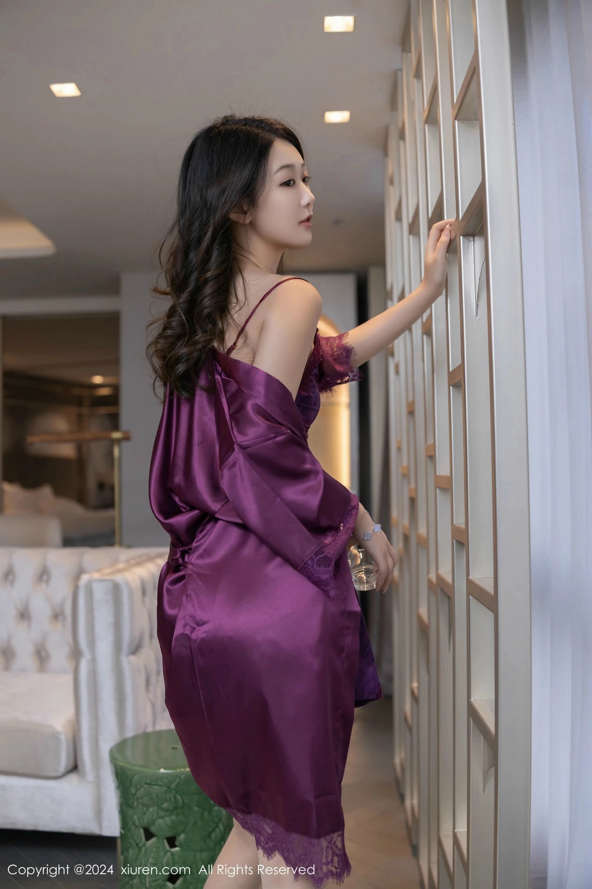 [[XiuRen秀人网]秀人网]No.9608_模特唐安琪性感紫色蕾丝睡衣配超薄肉丝秀曼妙身姿撩人诱惑写真80P