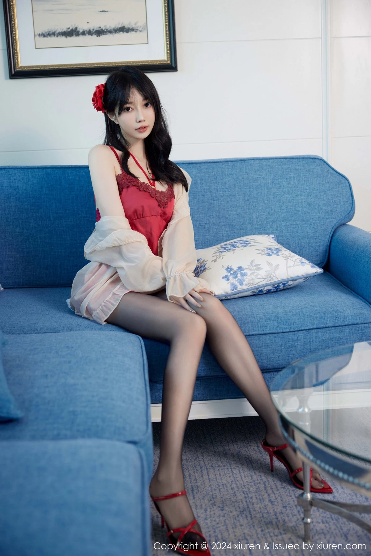 [[XiuRen秀人网]秀人网]No.9488_模特玥儿玥er性感红色睡裙露红色内衣配超薄黑色秀美腿诱惑写真79P