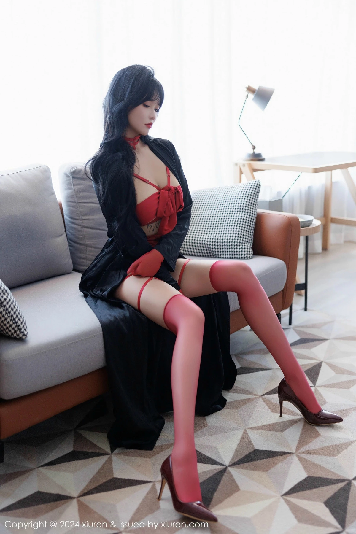 [[XiuRen秀人网]秀人网]No.9671_模特娜比性感红色情趣内衣配红色丝袜秀凹凸身材完美诱惑写真80P