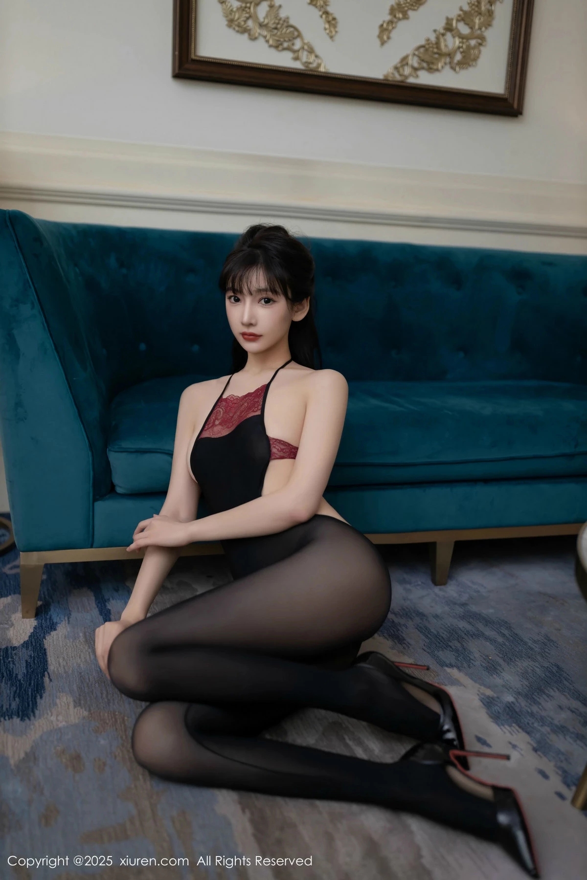 [[XiuRen秀人网]秀人网]No.9735_模特陆萱萱私房性感黑色薄透连体丝袜秀柔美身姿惹火诱惑写真80P